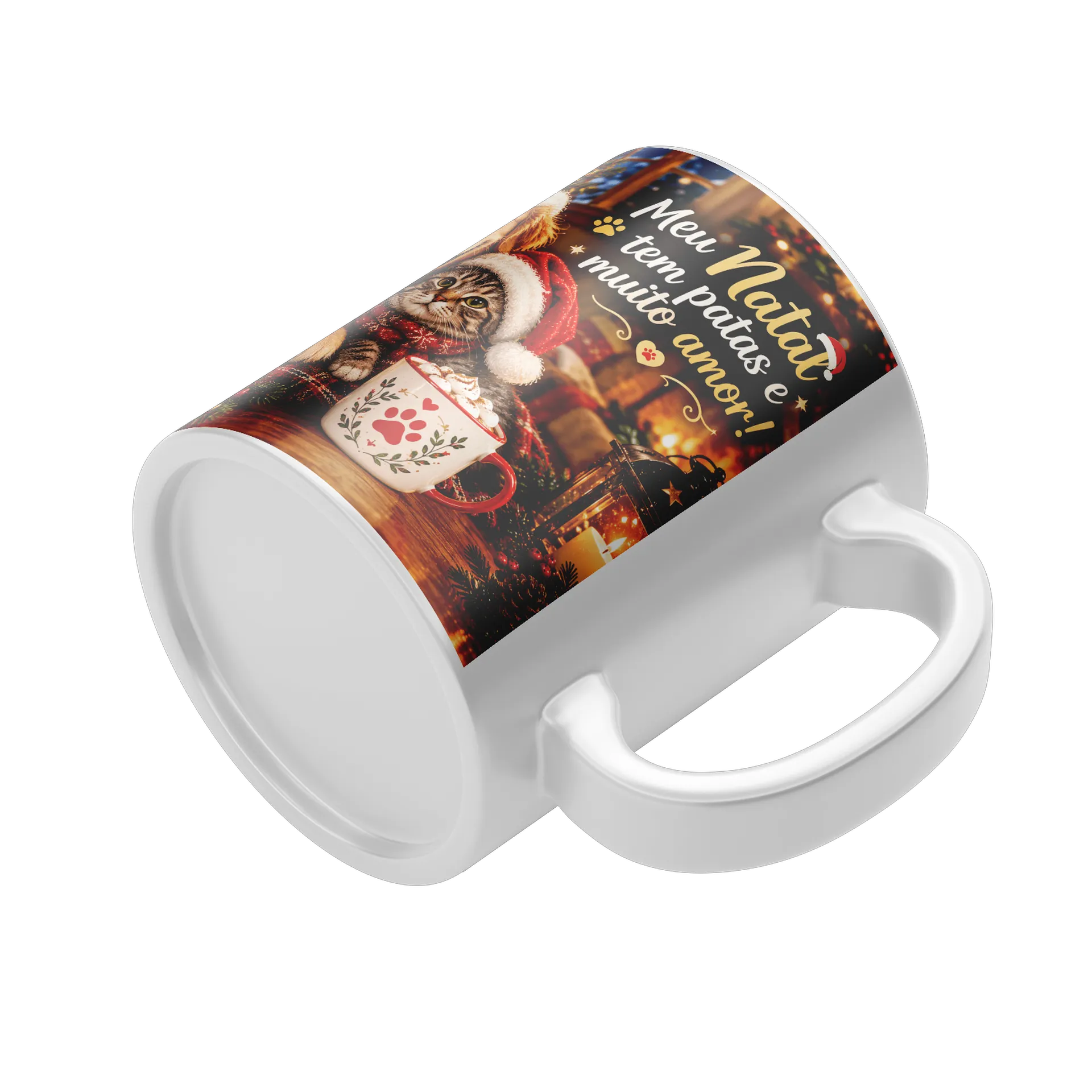 Caneca Cão e Gato de Natal com Frase 325ml - Imagem 4