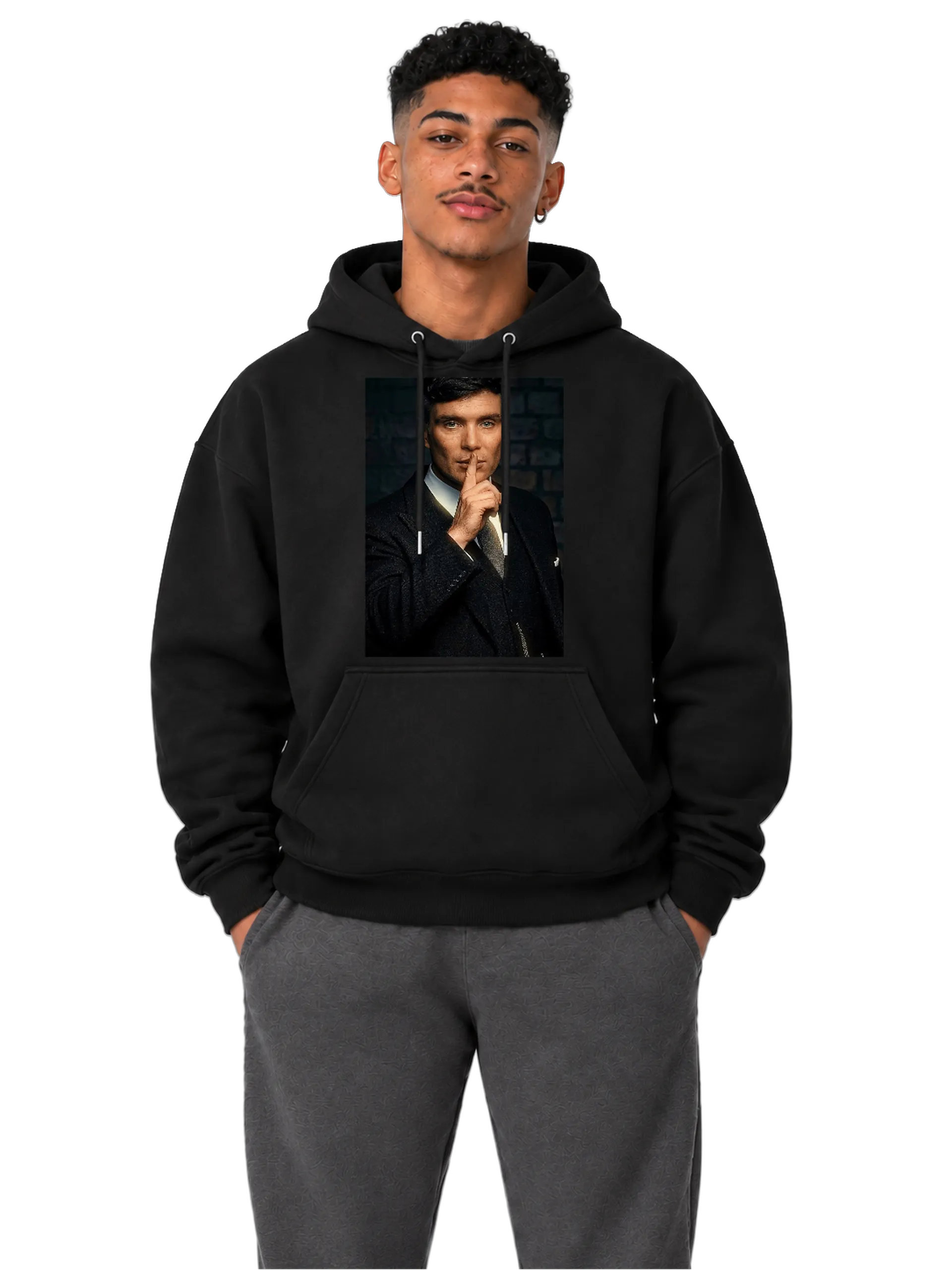 Blusa Moletom Canguru Retrato Realista Homem de Terno - Imagem 3