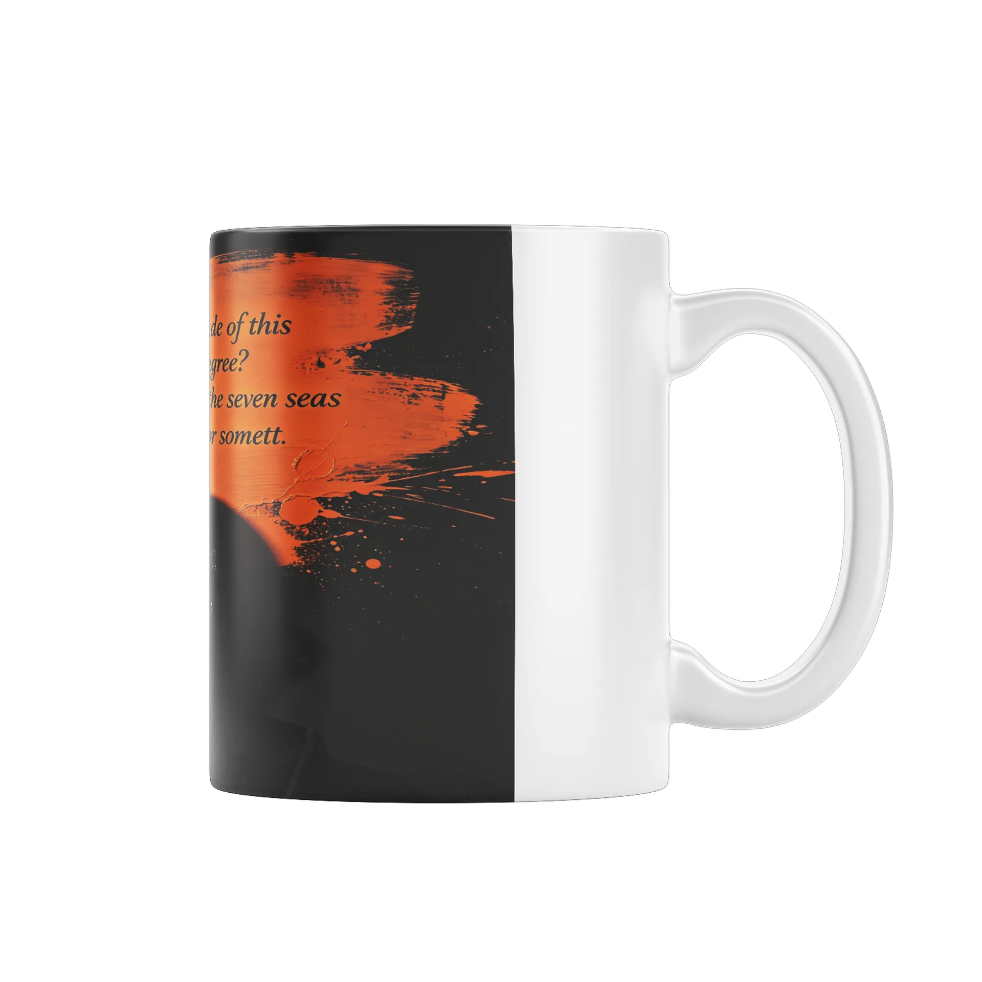 Caneca Frase Tipográfica Retrato Preto e Laranja 325ml - Imagem 1