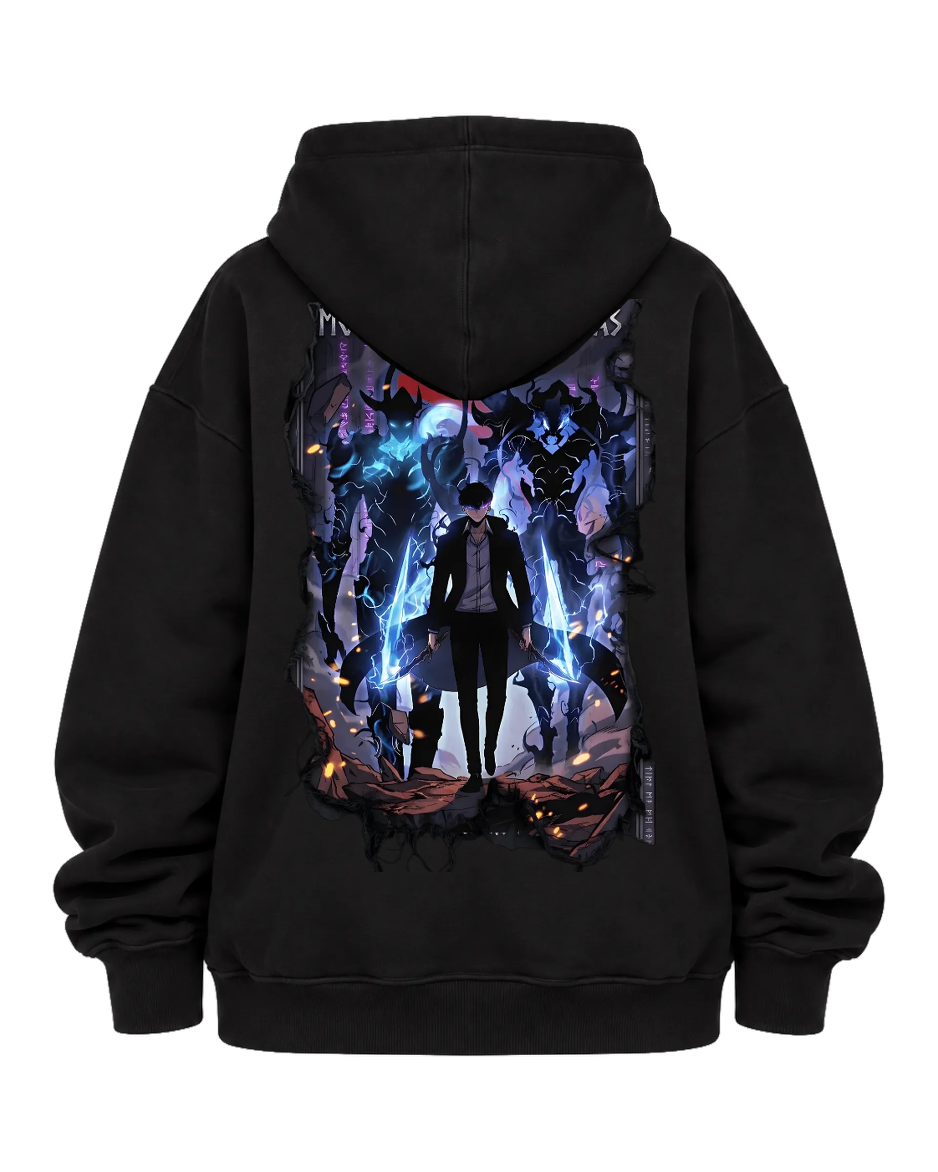 Blusa Moletom Canguru Solo Leveling Monarca das Sombras Azul - Imagem 6