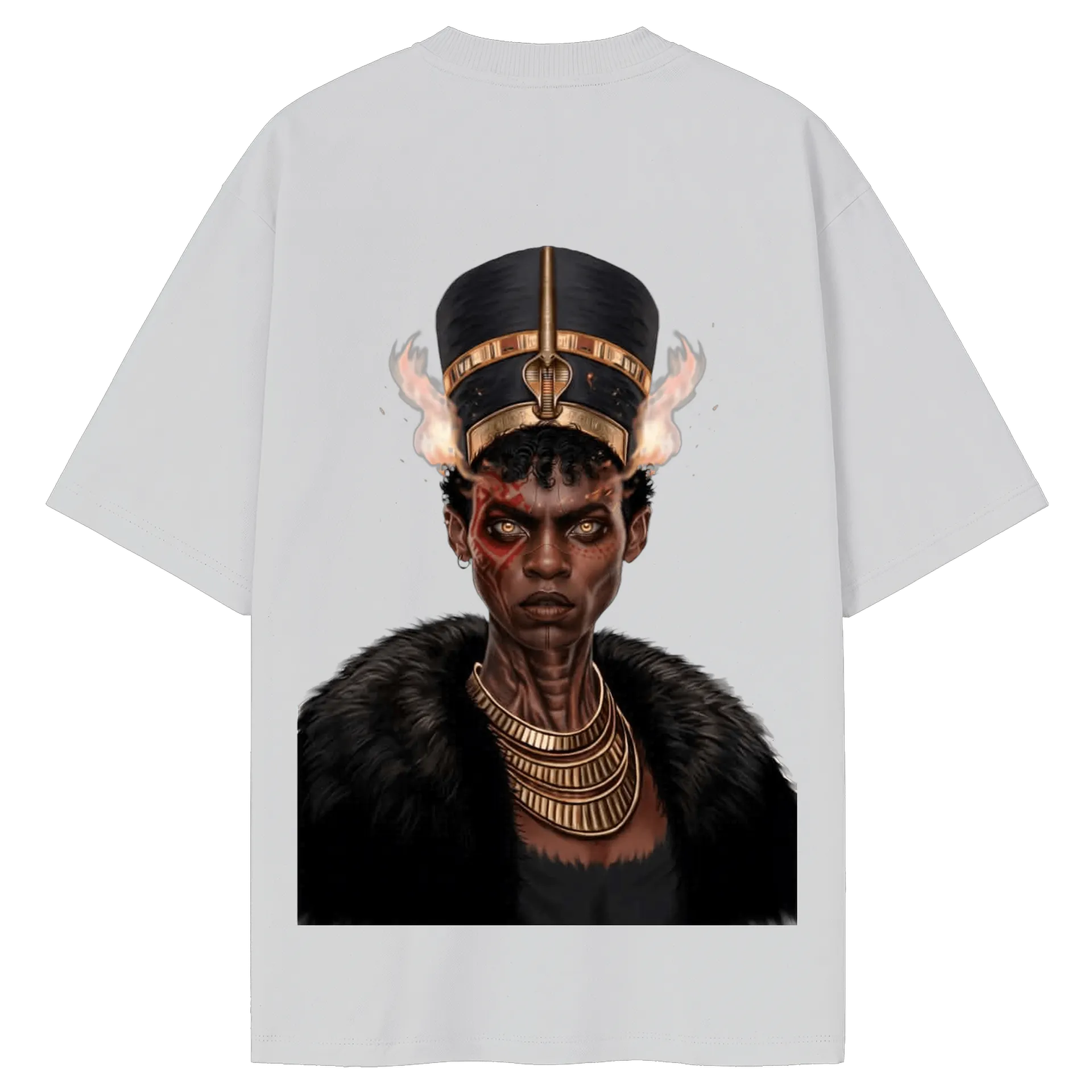 Camiseta Oversized Retrato Egípcio Realista Preto e Dourado - Imagem 4
