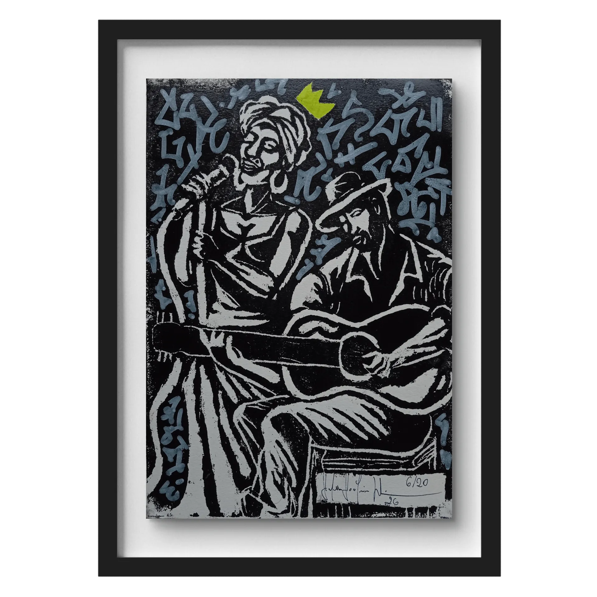 Quadro A3 Canto, Coroa e Violão Com Vidro - Imagem 1