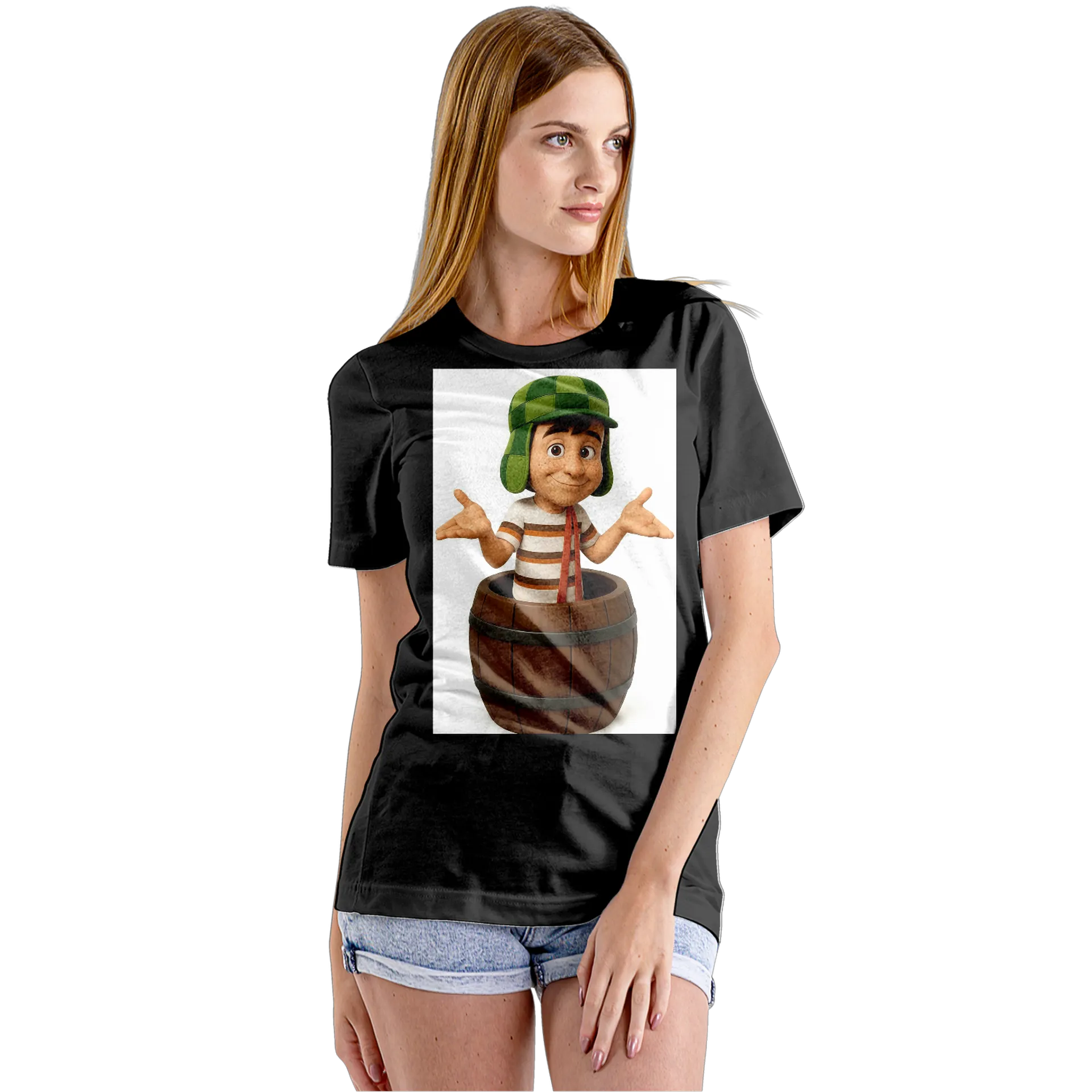 Camiseta Babylook Menino de Chapéu Verde no Barril 100% - Imagem 5