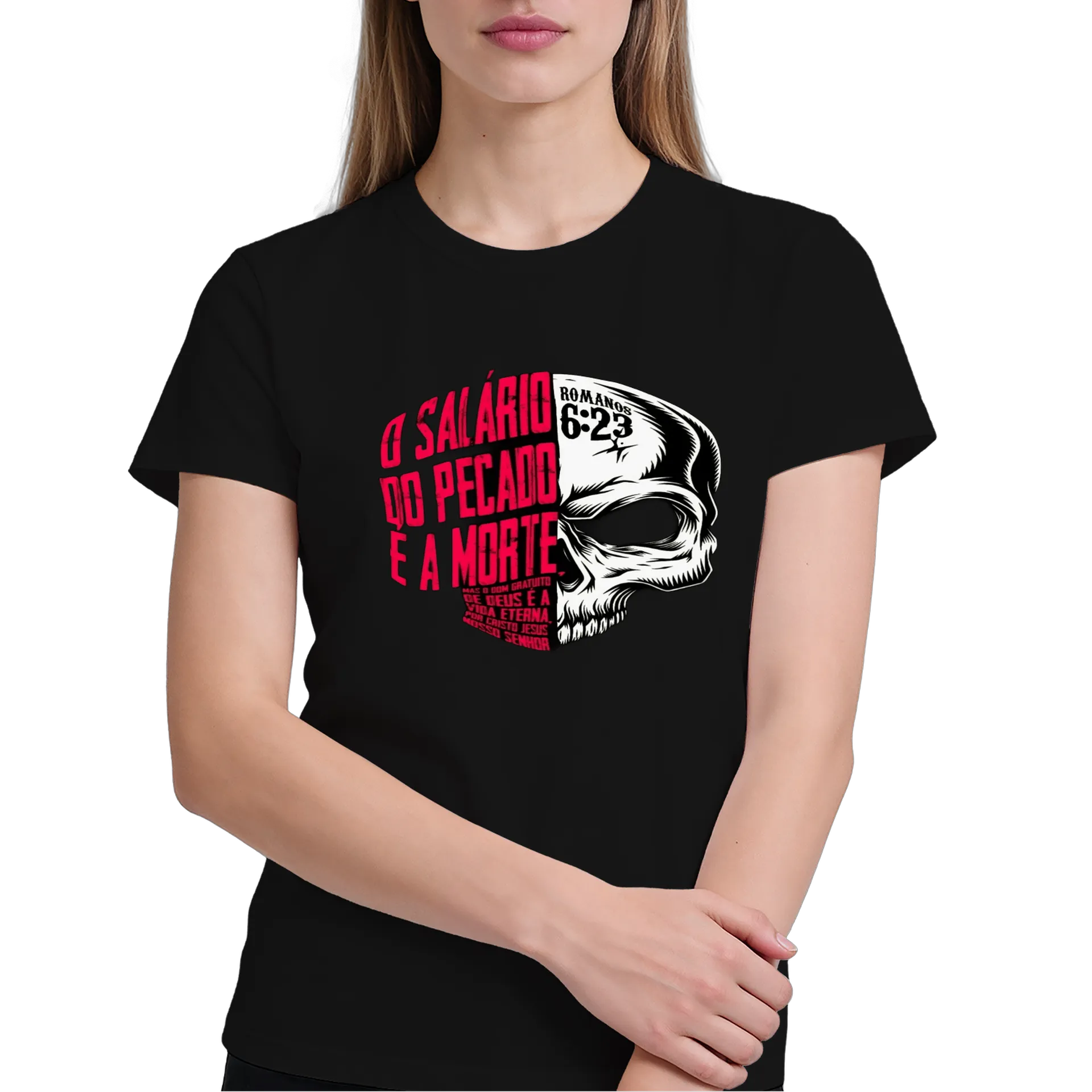 Camiseta Caveira O Salário do Pecado 100% Algodão - Imagem 4