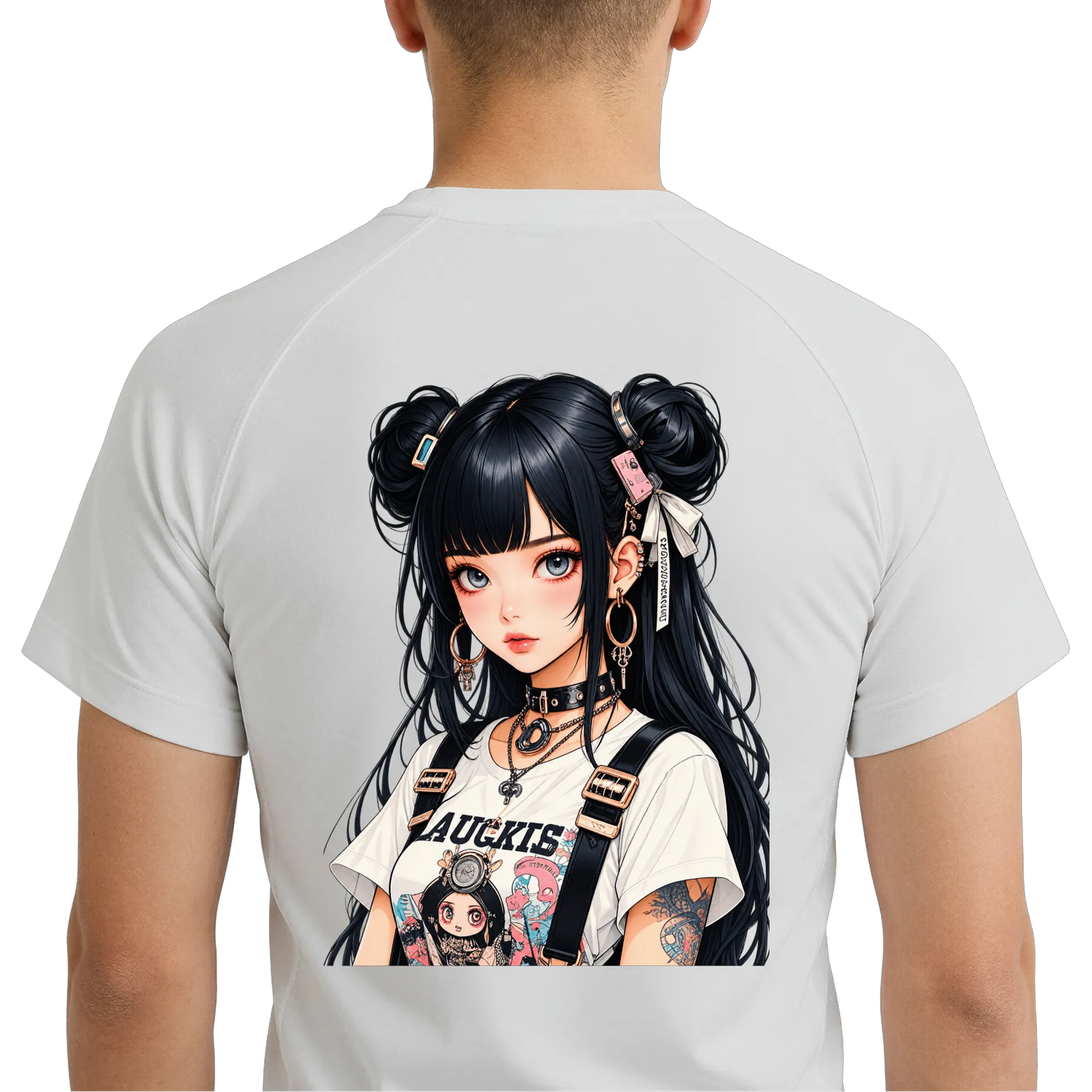 Camiseta Dry Fit Estampa Anime Garota de Cabelo Preto - Imagem 6