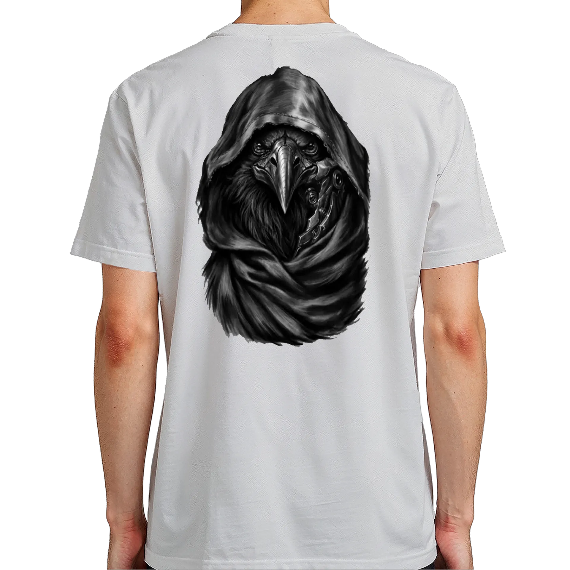 Camiseta Corvo com Capuz Ilustração Monocromática 100% - Imagem 6