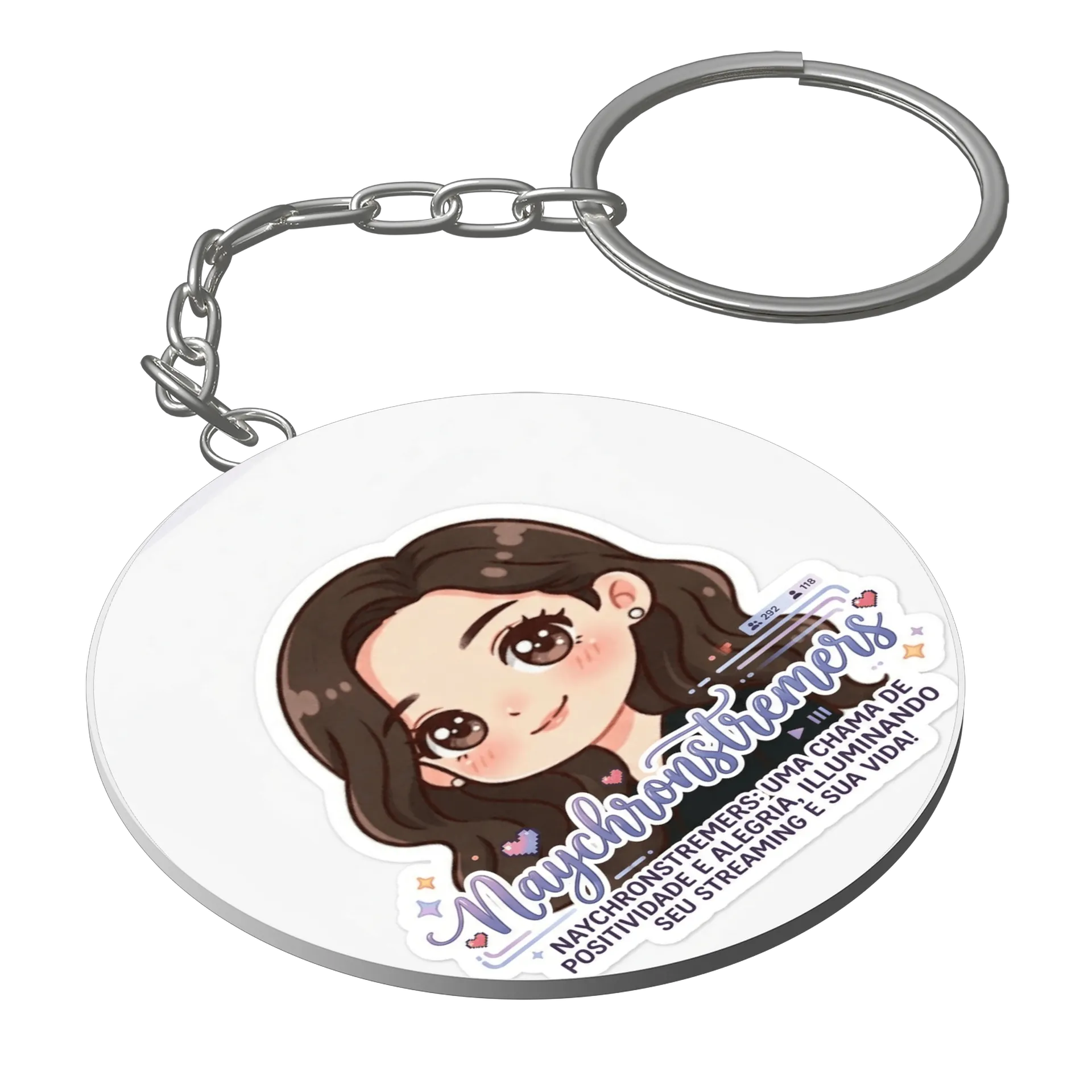 Chaveiro MDF Naychronstreamers Ilustração de Streamer Anime - Imagem 1