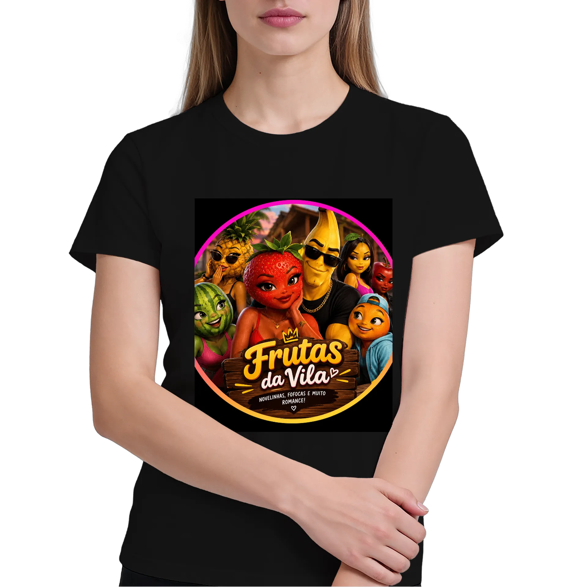 Camiseta Frutas da Vila Personagens Cartoon 100% Algodão de Vila das frutas  — imagem 3 de 5