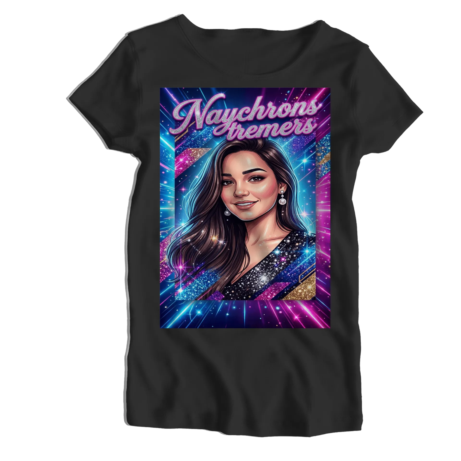 Camiseta Babylook Retrato Ilustrado Nauchroms Tremers 100% - Imagem 1