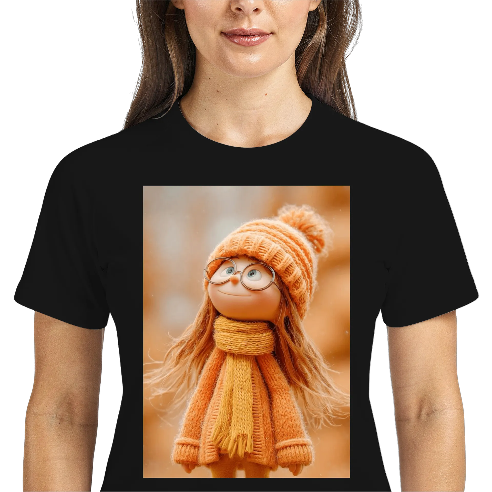 Camiseta Dry Fit Boneca de Óculos com Roupa de Tricô 100% - Imagem 3