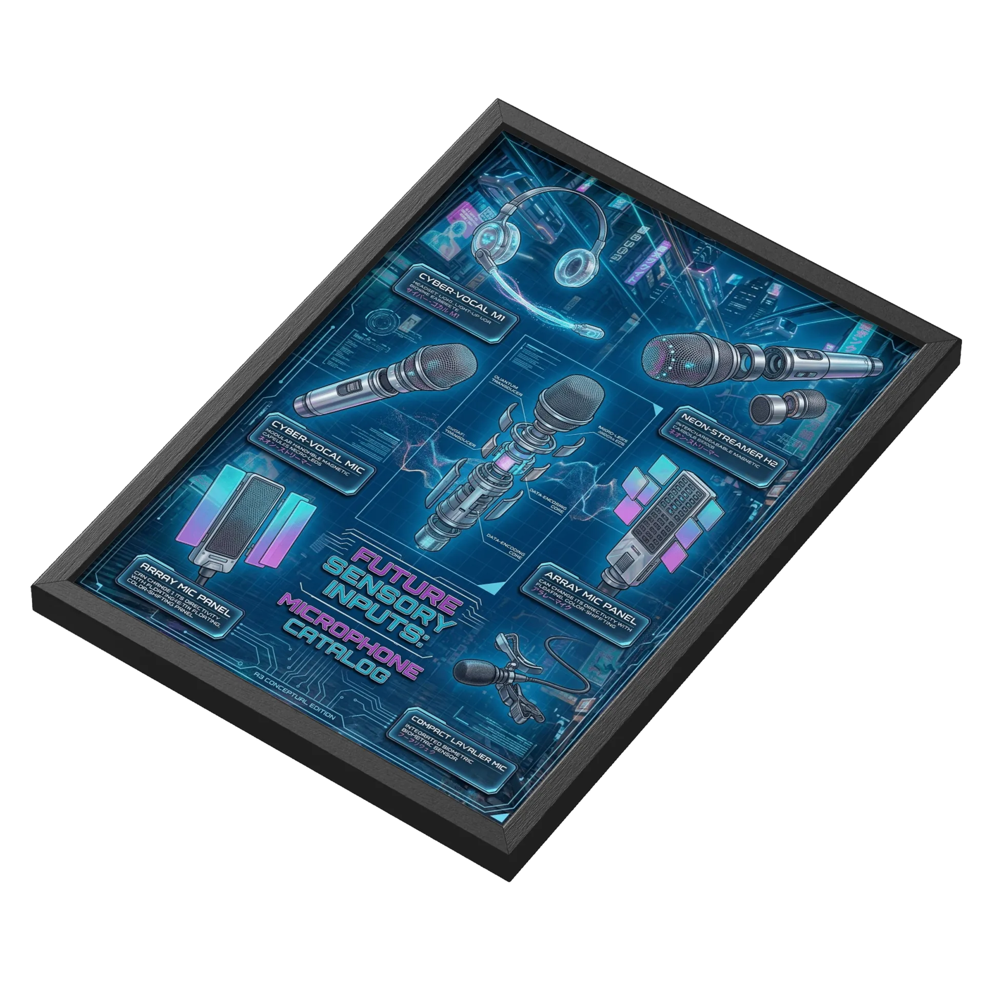 Quadro Catálogo Futurista de Microfones Cyberpunk A3 de MiyuriHatake — imagem 3 de 3