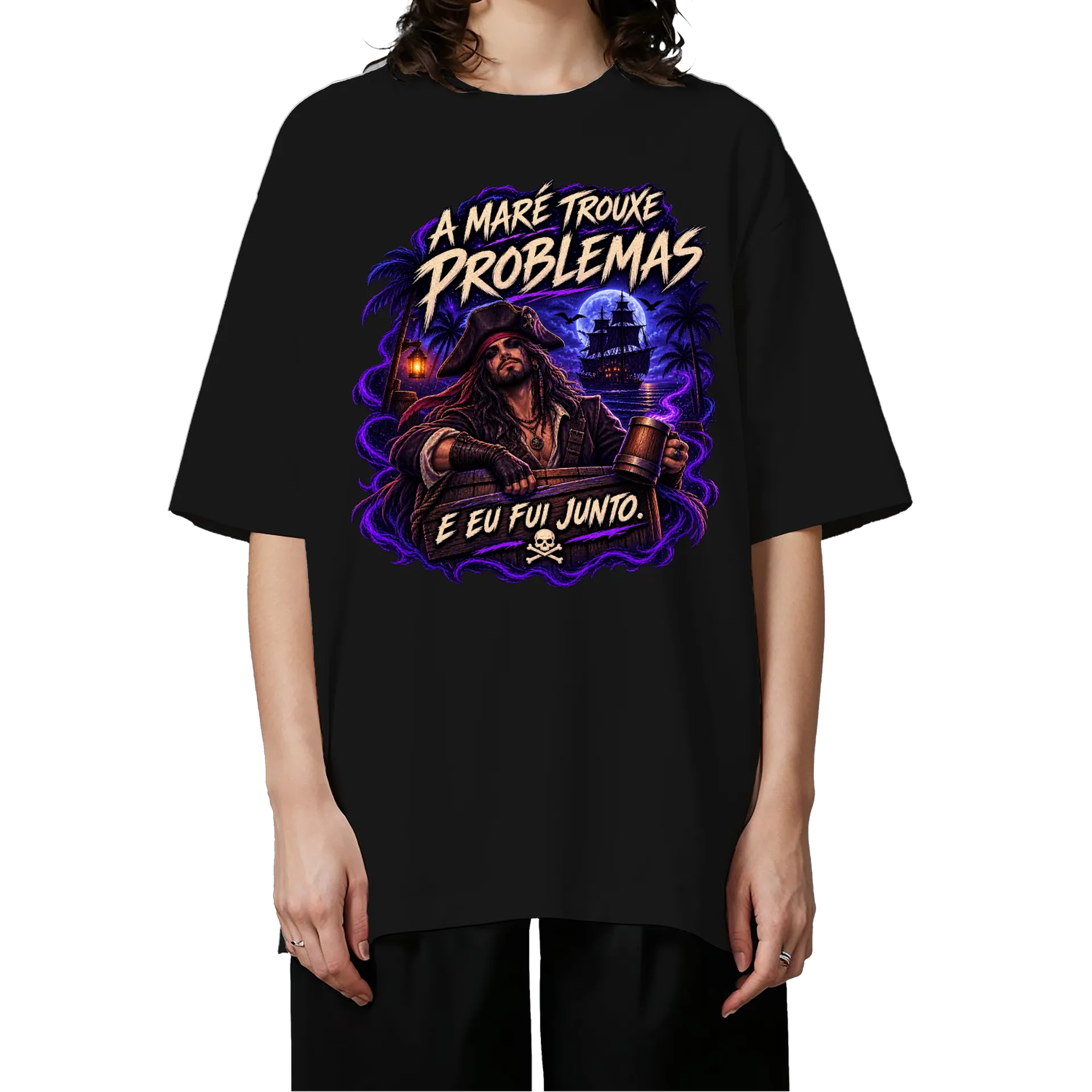 Camiseta Oversized "A Maré trouxe problemas" - Homem - Imagem 3