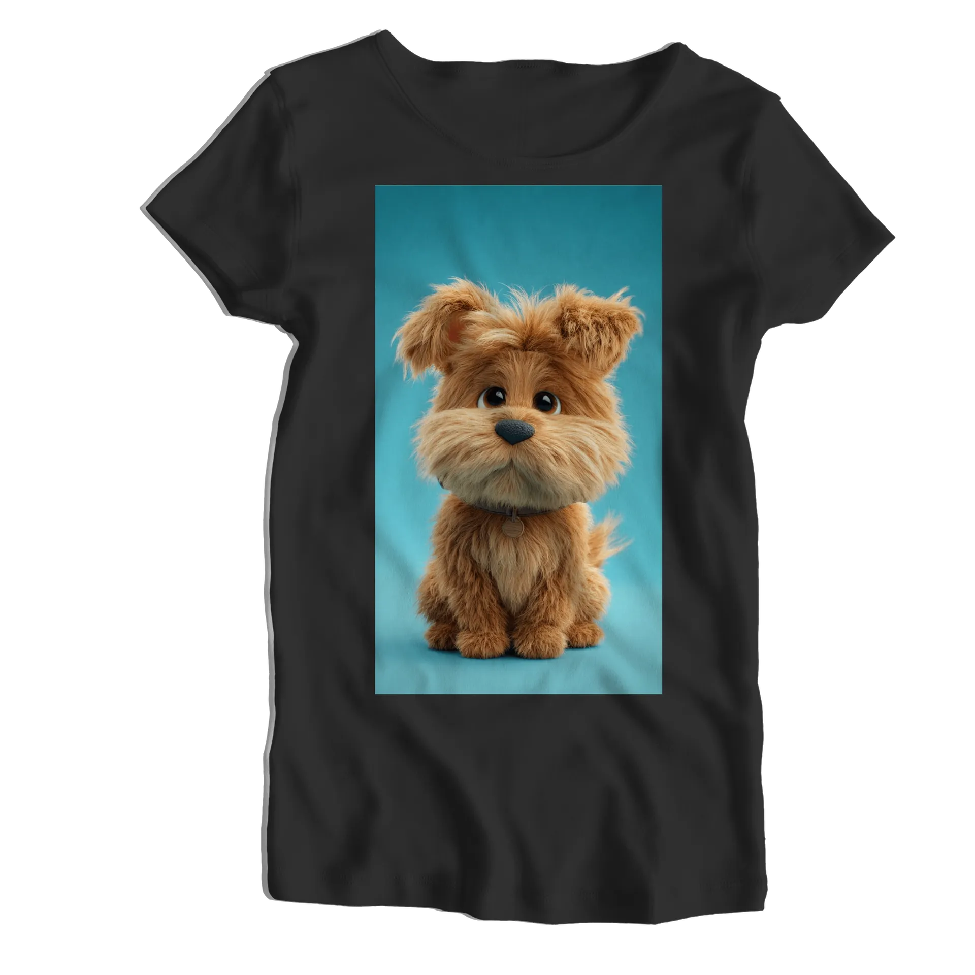 Camiseta Babylook Cachorro Peludo Realista 100% Algodão - Imagem 1