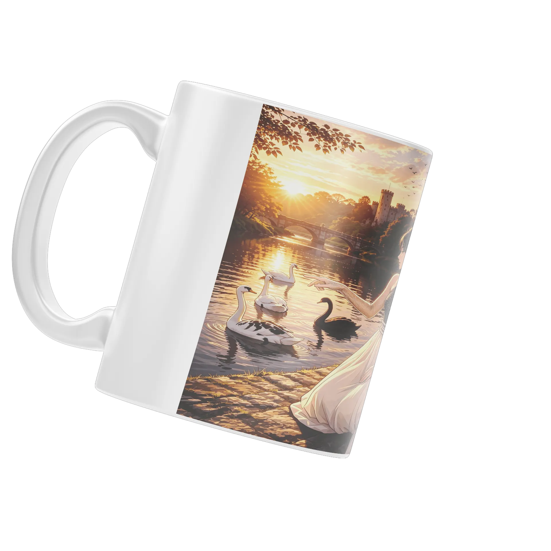 Caneca porcelana Princesa e Cisnes 325ml - Imagem 4