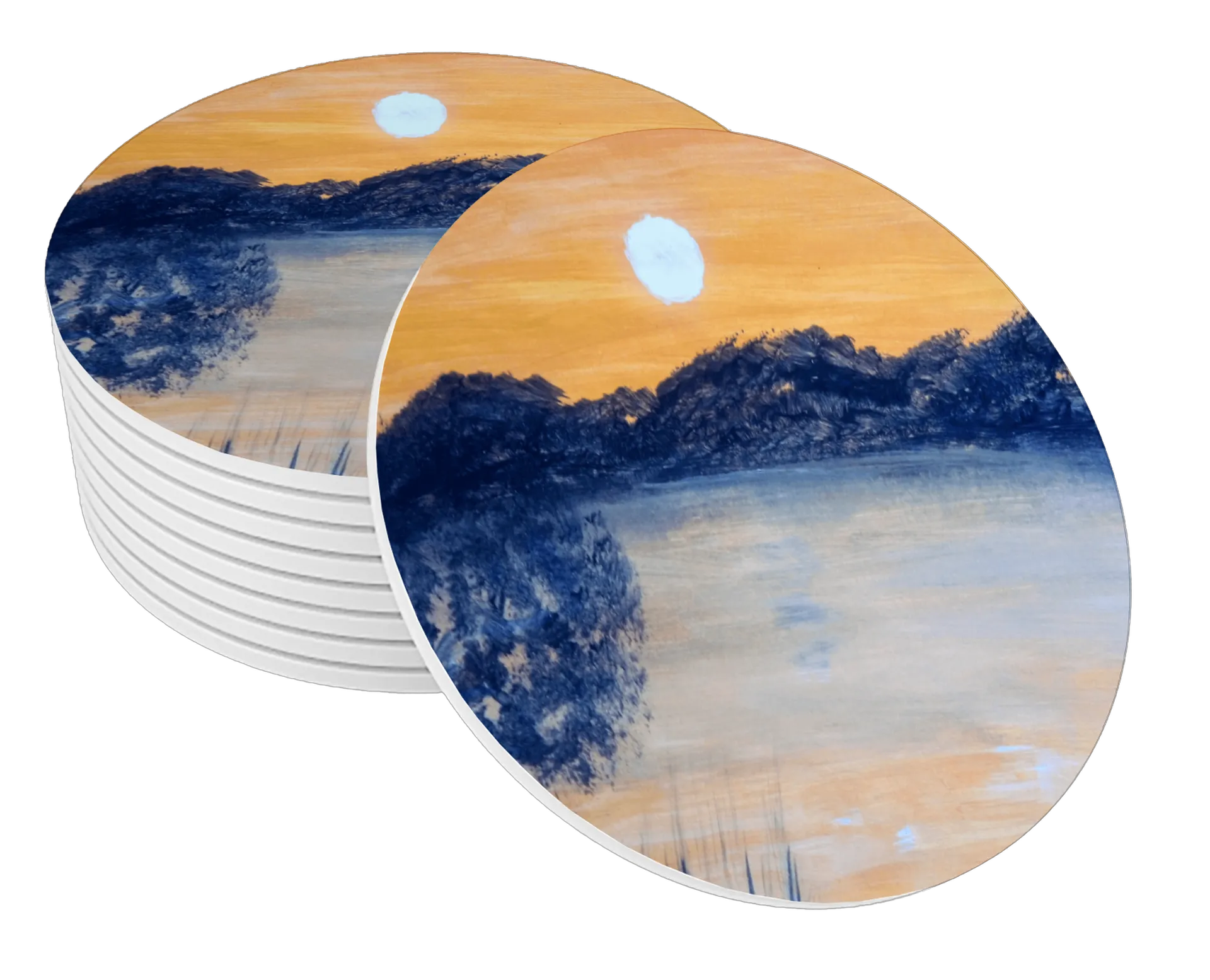 Porta-copo Paisagem Montanhosa ao Pôr do Sol MDF - Imagem 1