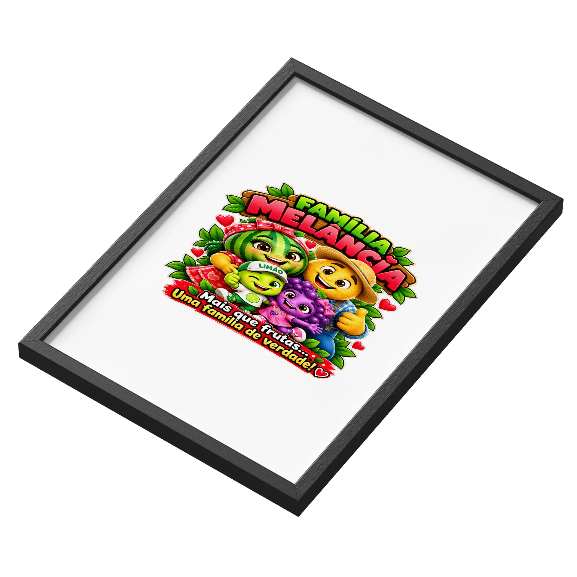 Quadro Família Melancia Personagens de Frutas A3 com Vidro - Imagem 3
