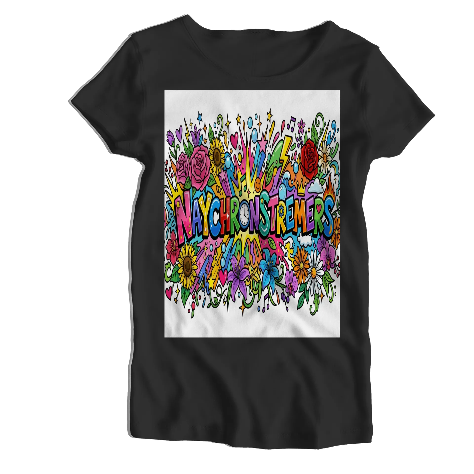 Camiseta Babylook Estampa Tipográfica Flowers Flores - Imagem 1