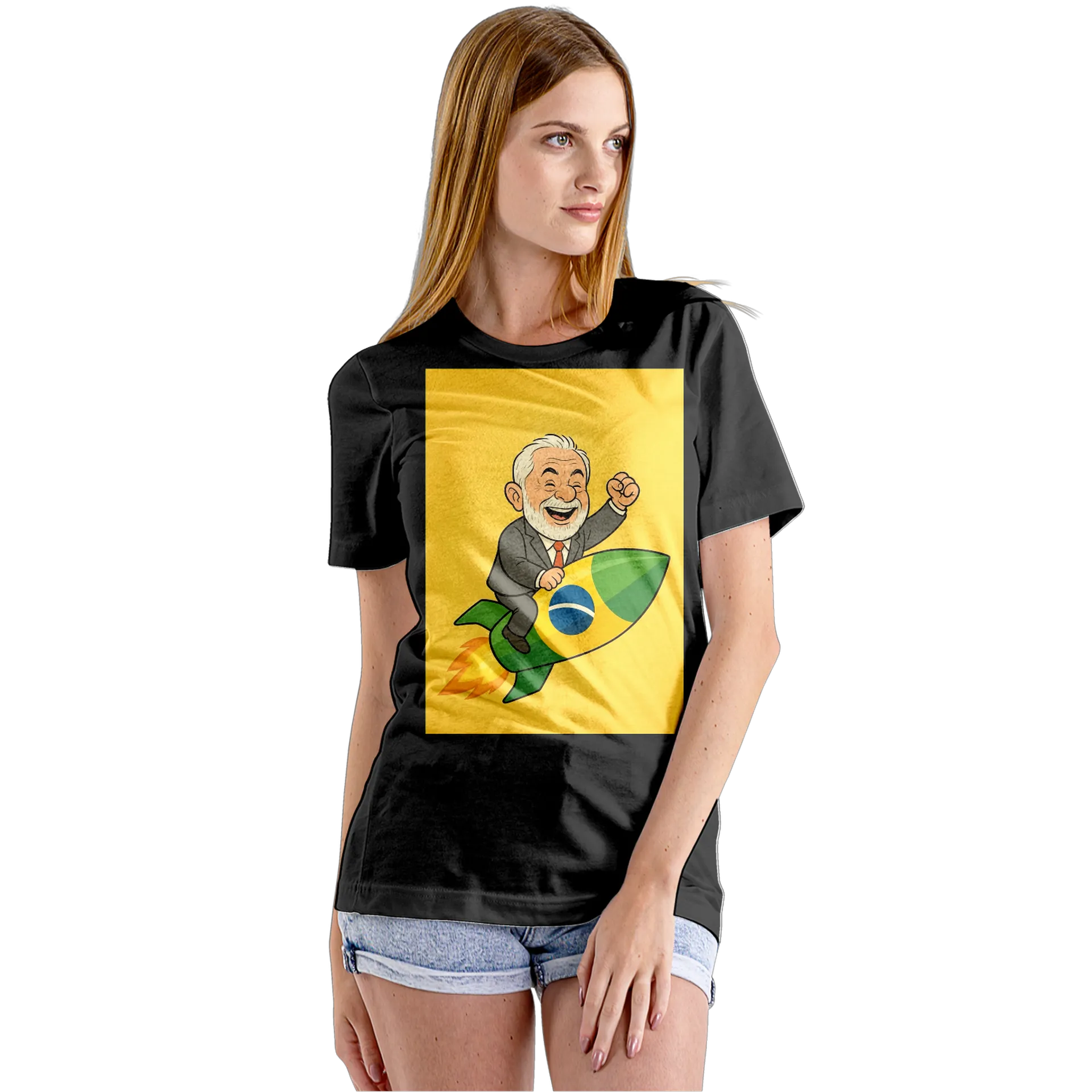 Camiseta Babylook Homem de Terno em Foguete Brasil 100% - Imagem 5