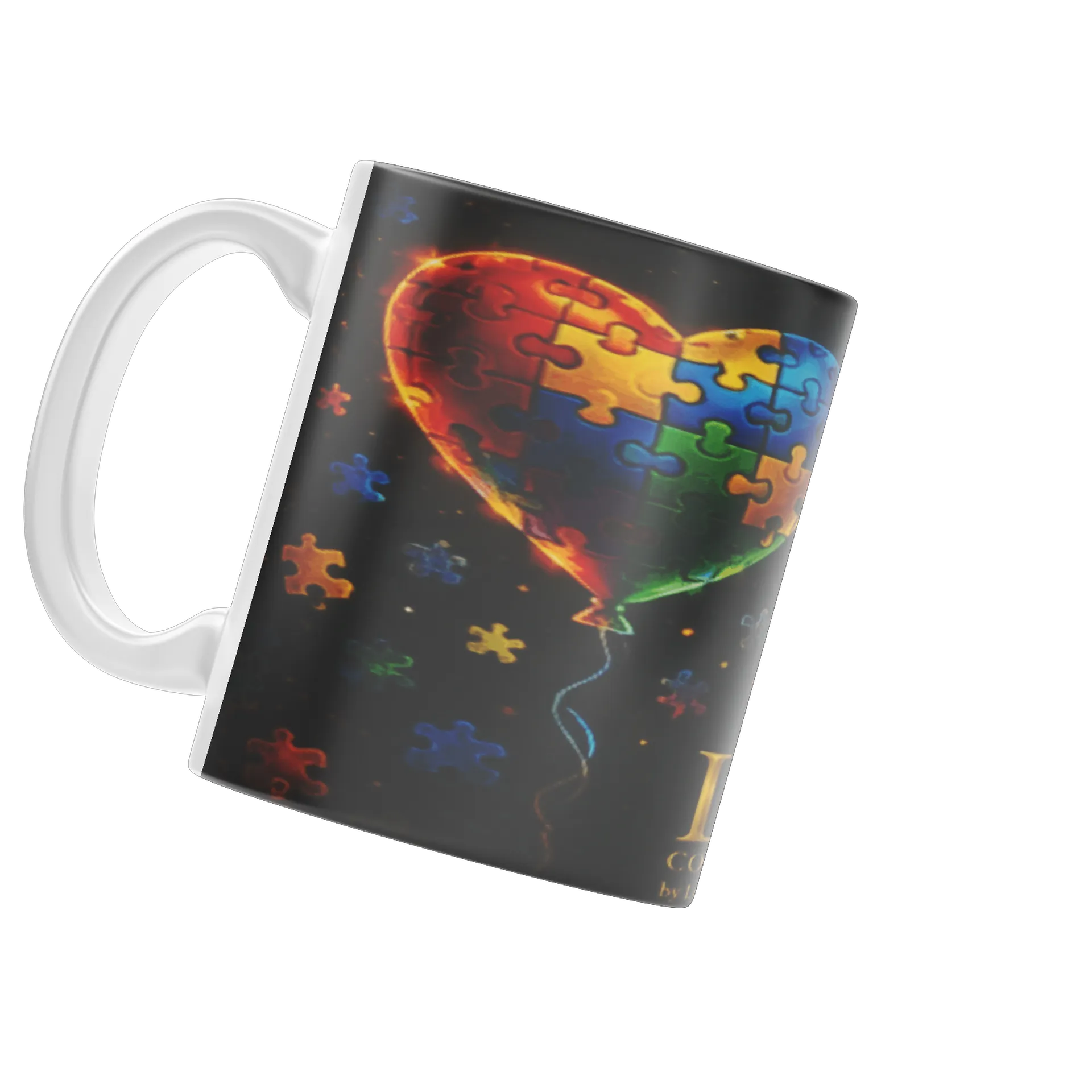 Caneca Porcelana Coração Quebra-cabeça 325ml - Imagem 3