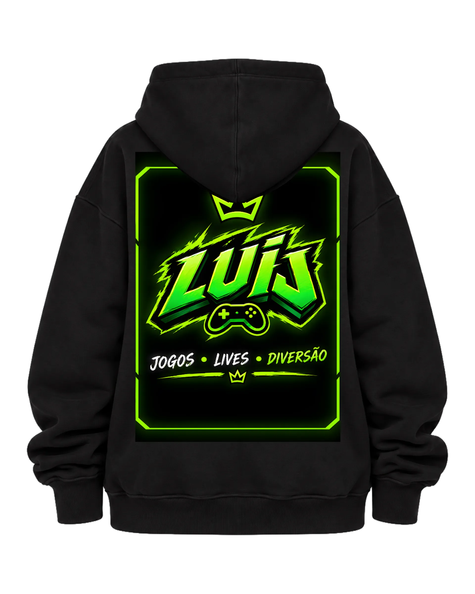 Blusa Moletom Canguru Zuu Gamer Tipográfica Verde e Preta de Lucas — imagem 6 de 6