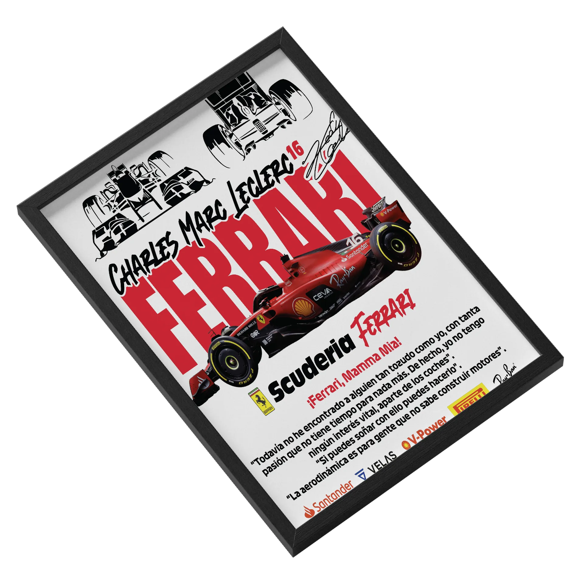 Quadro Ferrari Charles Leclerc A3 MDF e Vidro de NEXUS STORE — imagem 2 de 3
