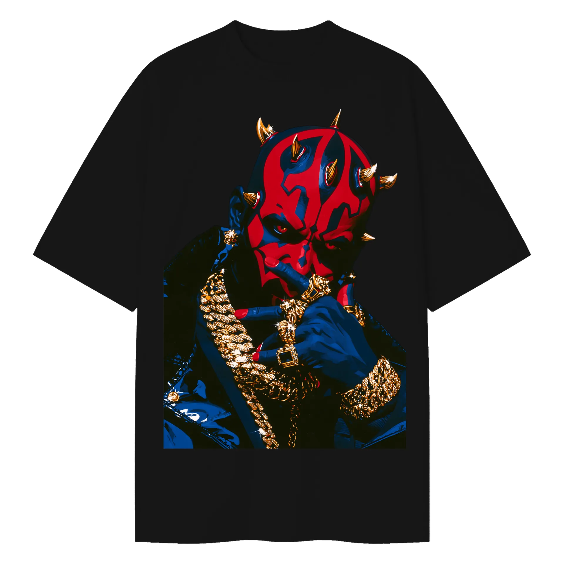 Camiseta Oversized Darth Maul Gold Chain – O Lado Sombrio - Imagem 1