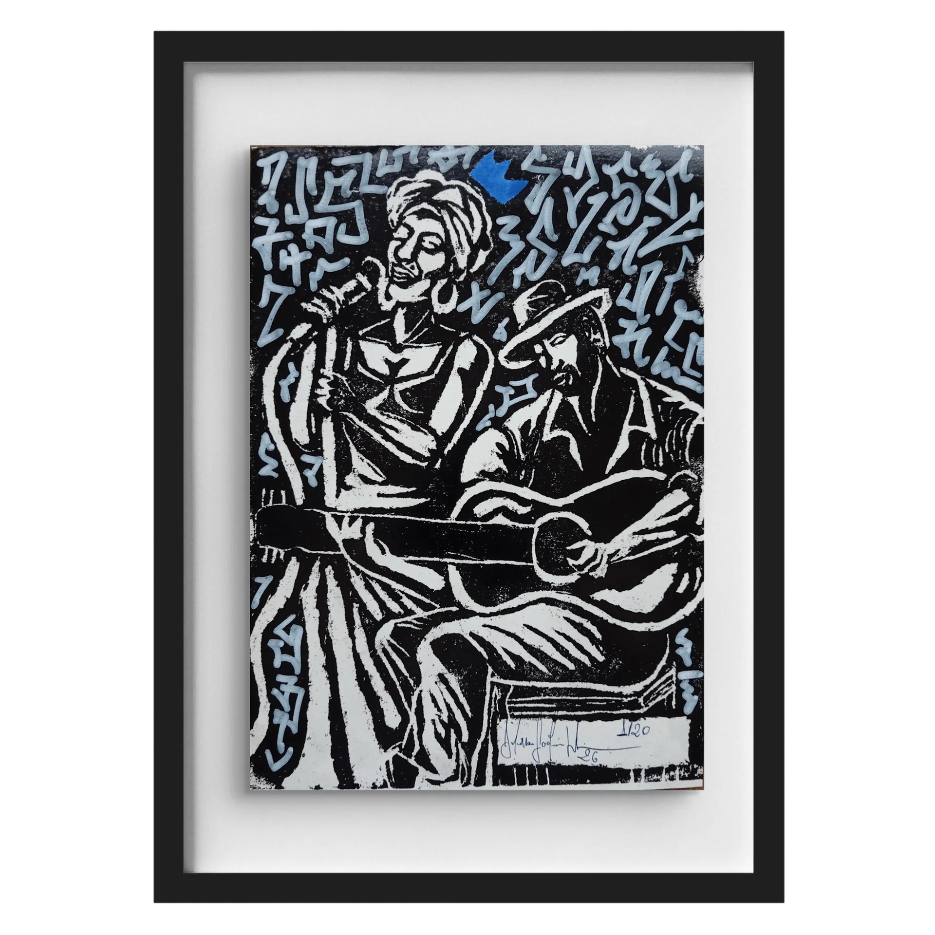 Quadro A3 Canto, Coroa e Violão Com Vidro - Imagem 1