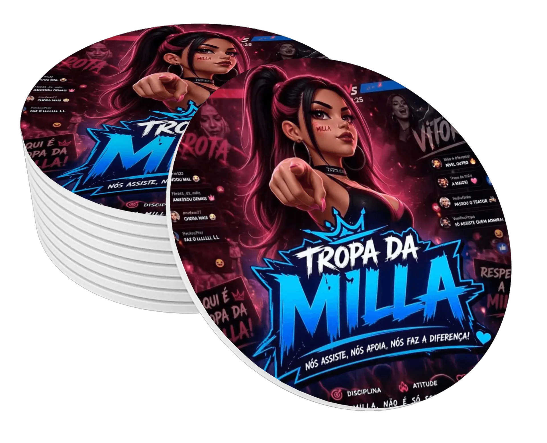Porta-copo MDF Tropa da Milla Personalizado - Imagem 1