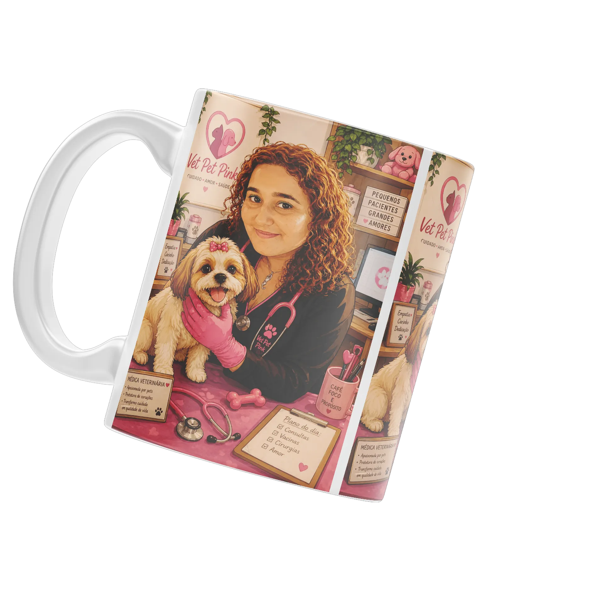 Caneca Porcelana Veterinária Cão e Gato Branco - Imagem 3