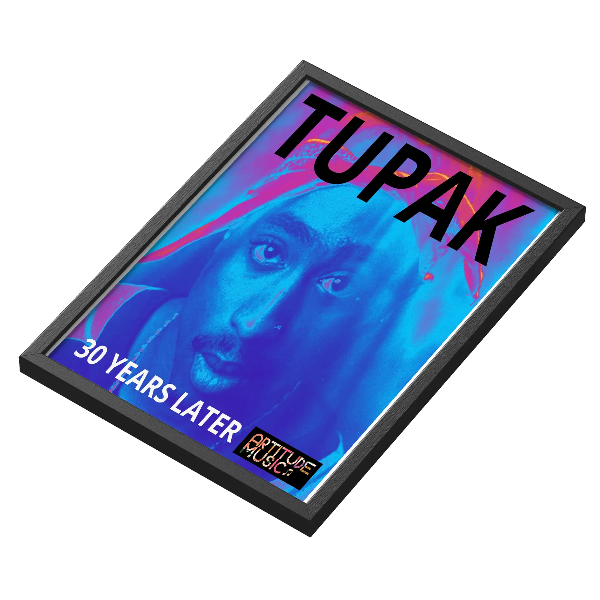 Quadro Retrato TUPAK 30 Years Later Arte Neon A3 - Imagem 3