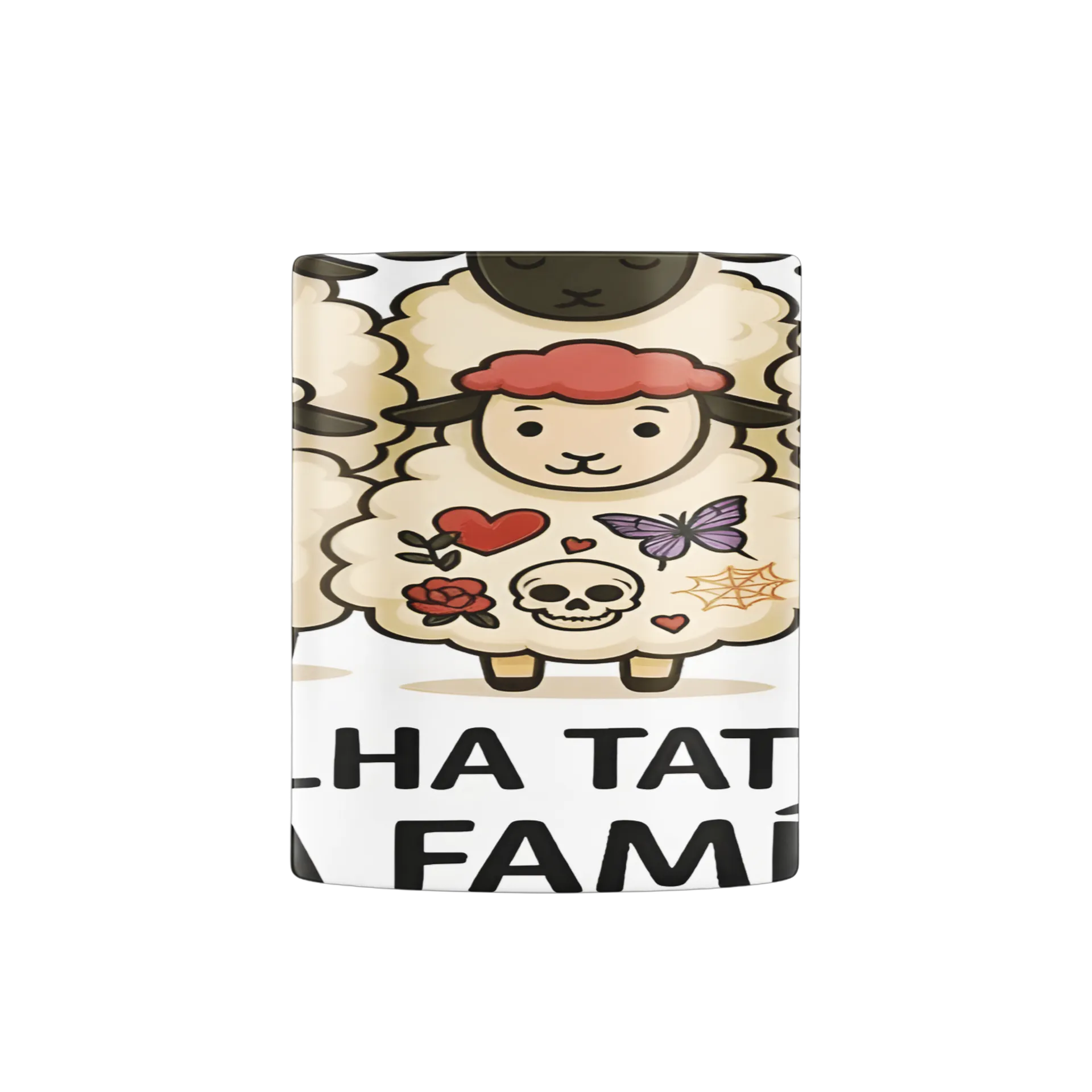 Caneca Ovelha Tatuada Estampa Cartoon 325ml de Garagem ruiva — imagem 2 de 4