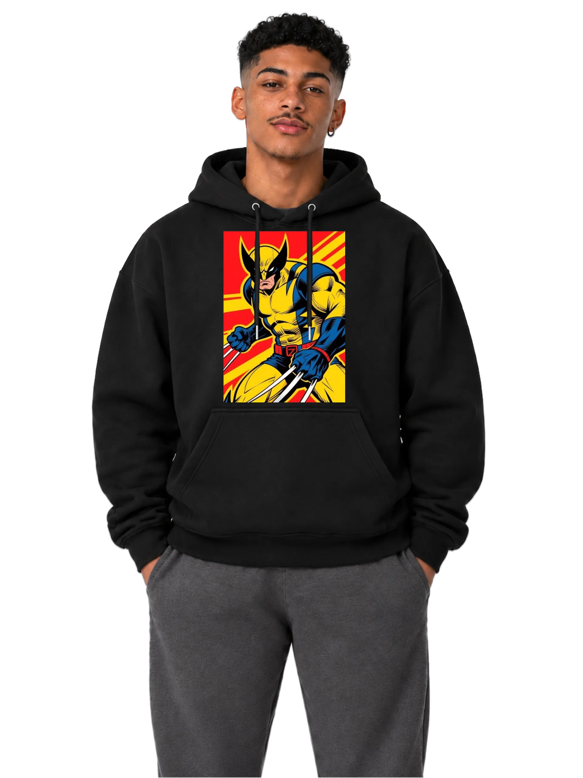 Blusa Moletom Canguru Wolverine Amarelo e Azul em Estilo - Imagem 3