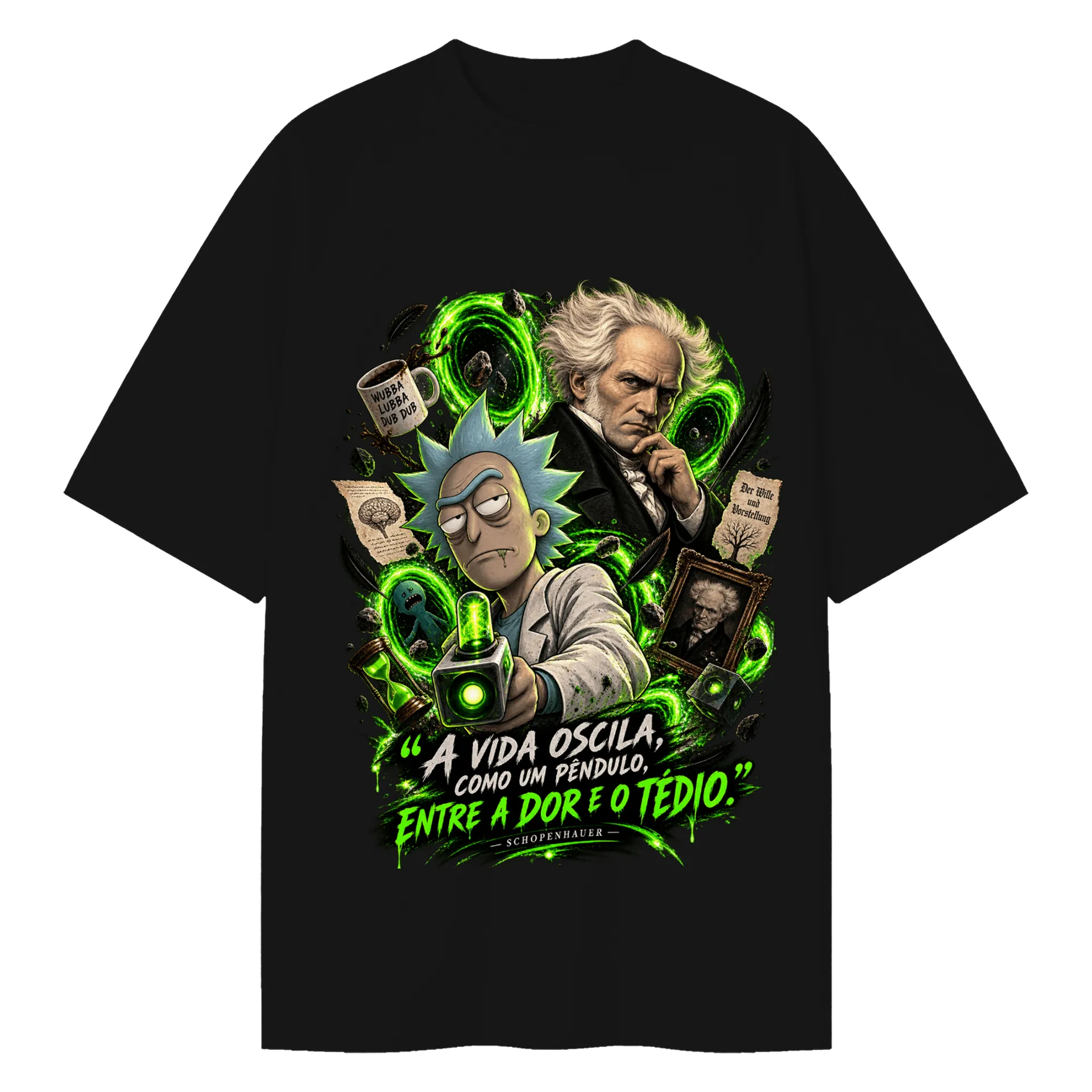 Camiseta Oversized Rick e Shopenwaher (pessimismo)) de Lpandoca — imagem 1 de 6