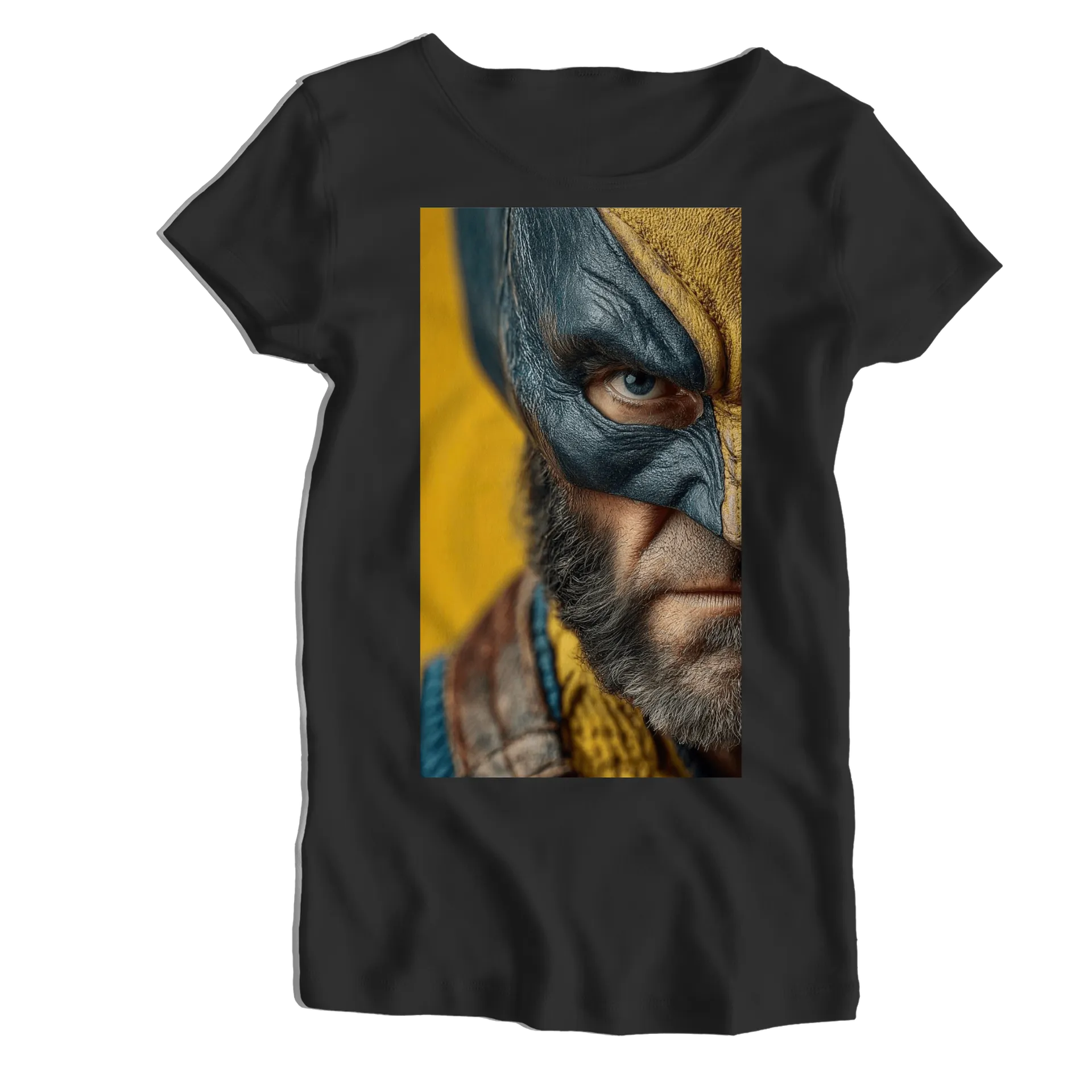 Camiseta Babylook Retrato Realista Máscara Dourada 100% - Imagem 1