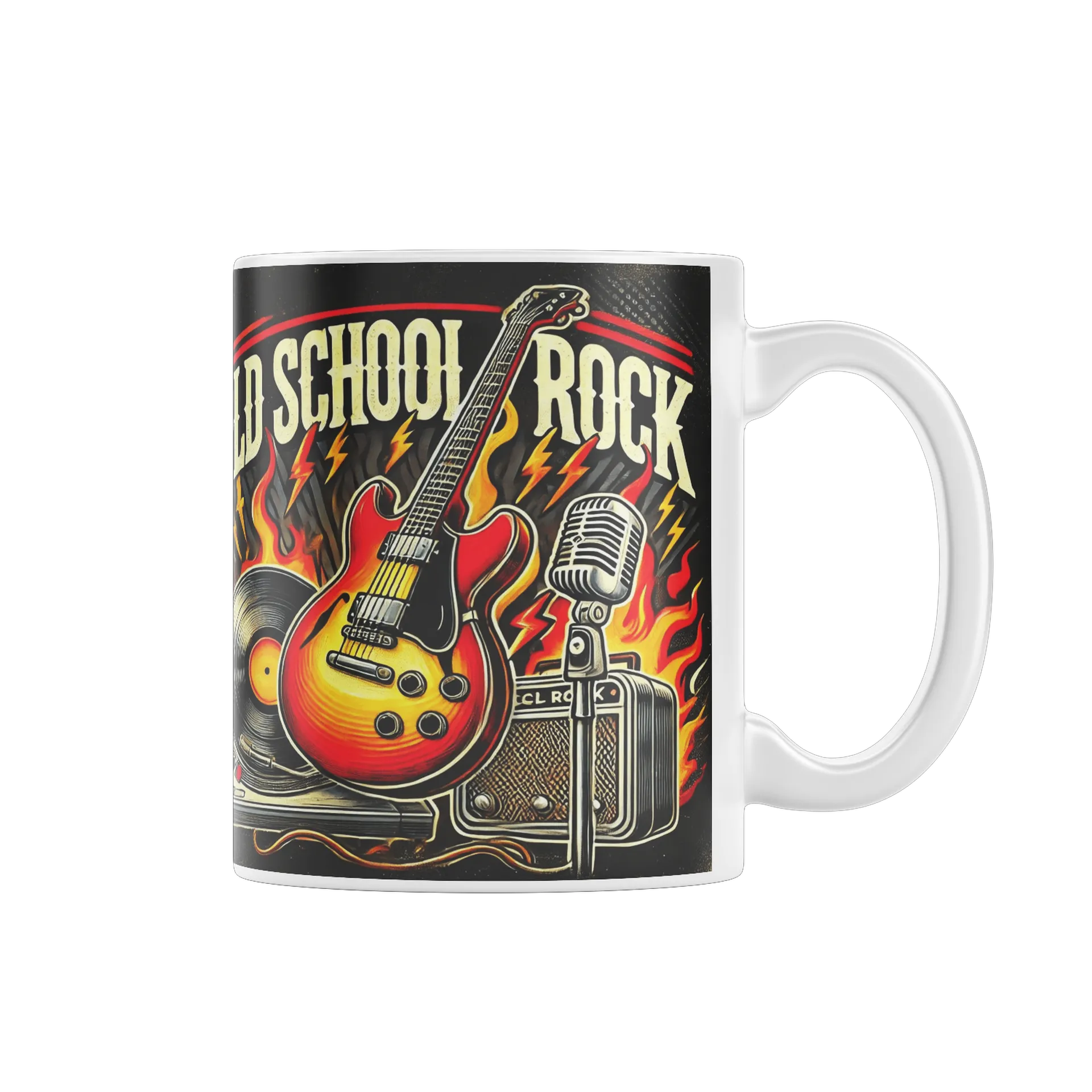 Caneca Estampa Tipográfica Old School Rock Guitarra 325ml - Imagem 1