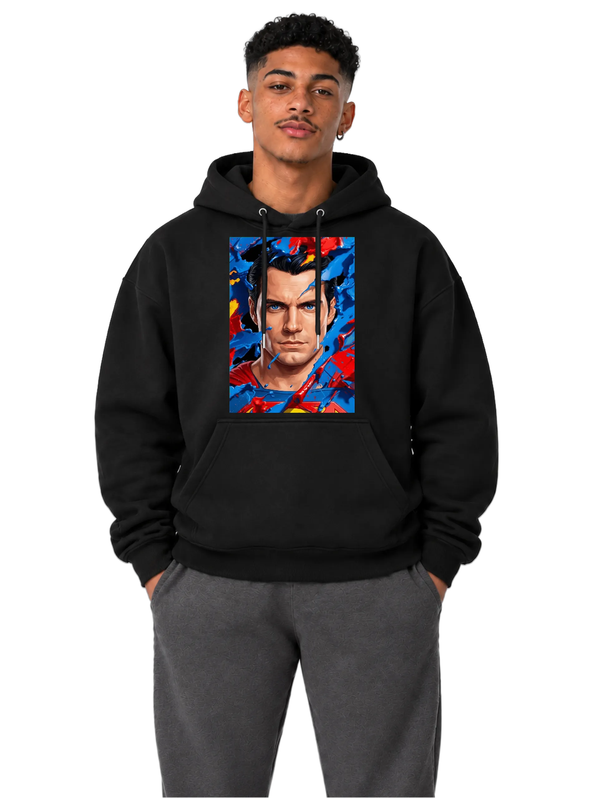 Blusa Moletom Retrato de Super-herói Estilo Cartoon Canguru - Imagem 3