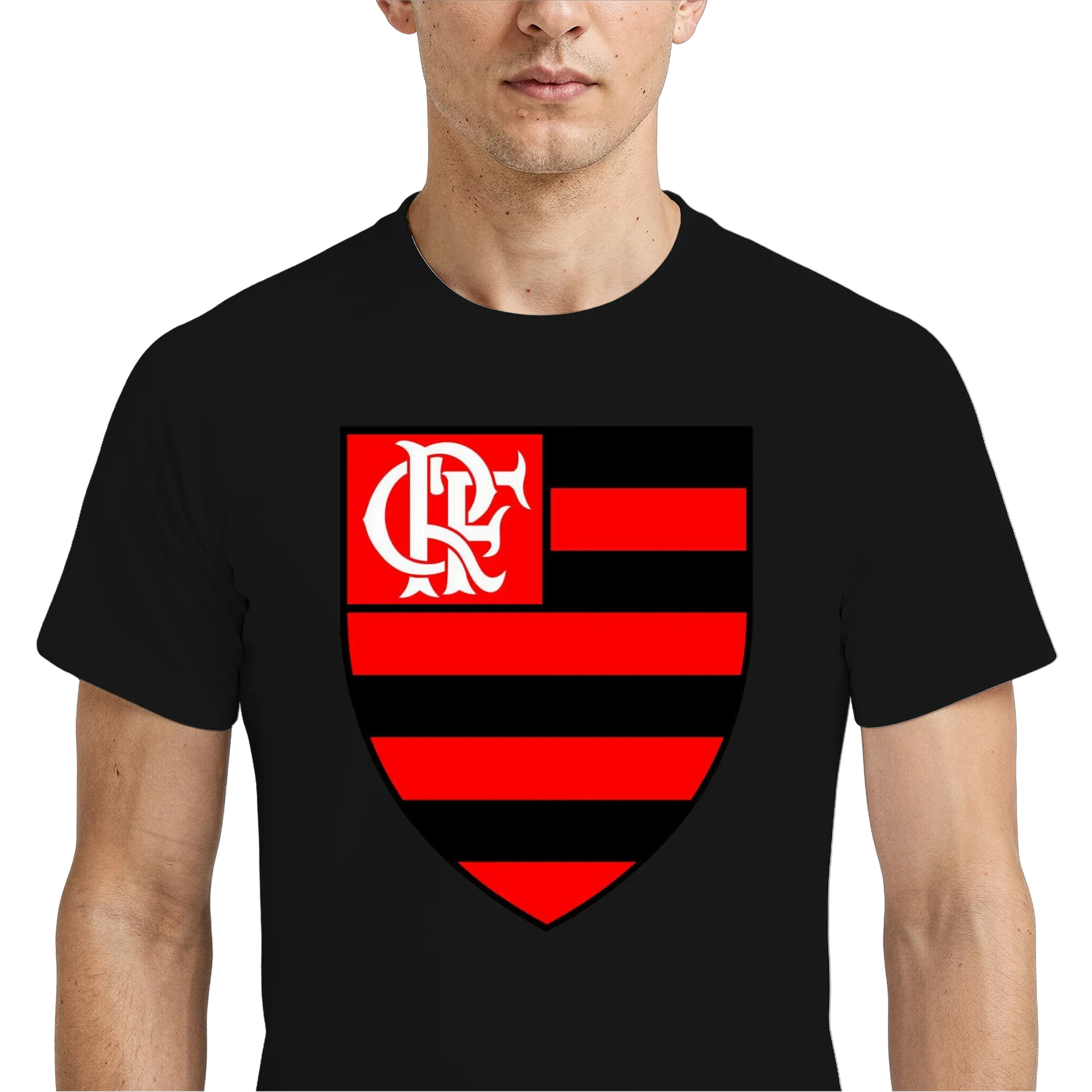 Camiseta Dry Fit Escudo Flamengo Vermelho e Preto 100% - Imagem 4