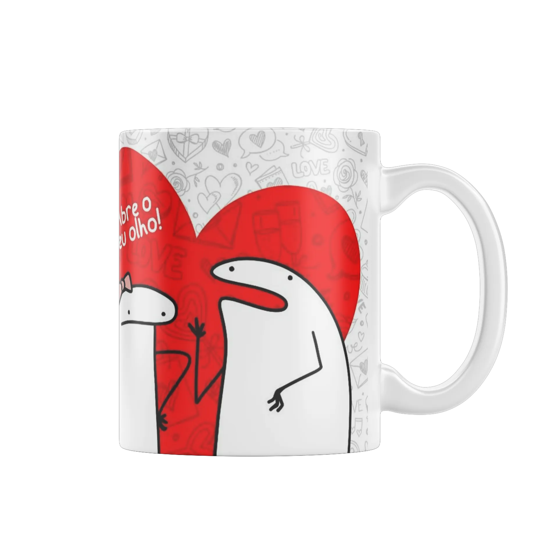 Caneca Porcelana Casamento Coração Vermelho 325ml de Molly personalizados