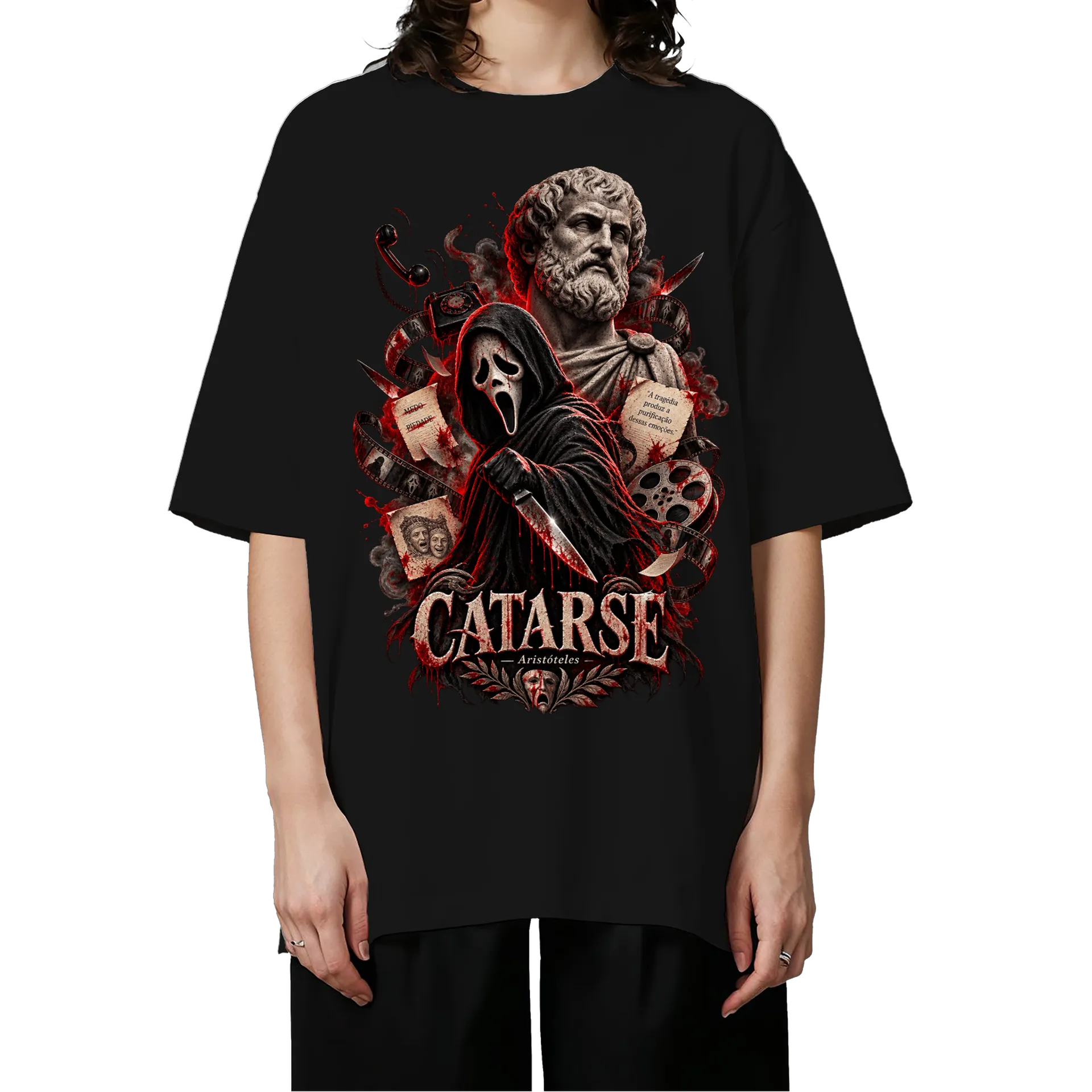 Camiseta Oversized Gohstface e Aristóteles - Imagem 3