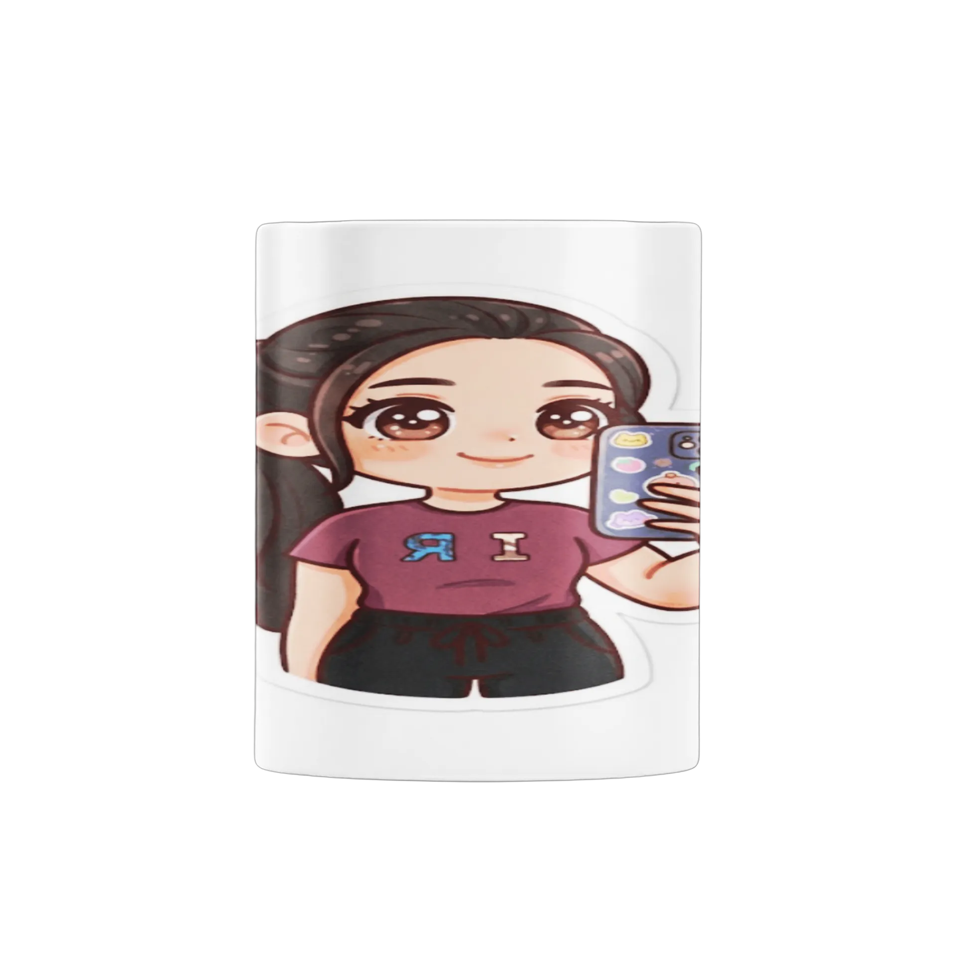 Caneca Menina Cartoon com Celular 325ml - Imagem 1