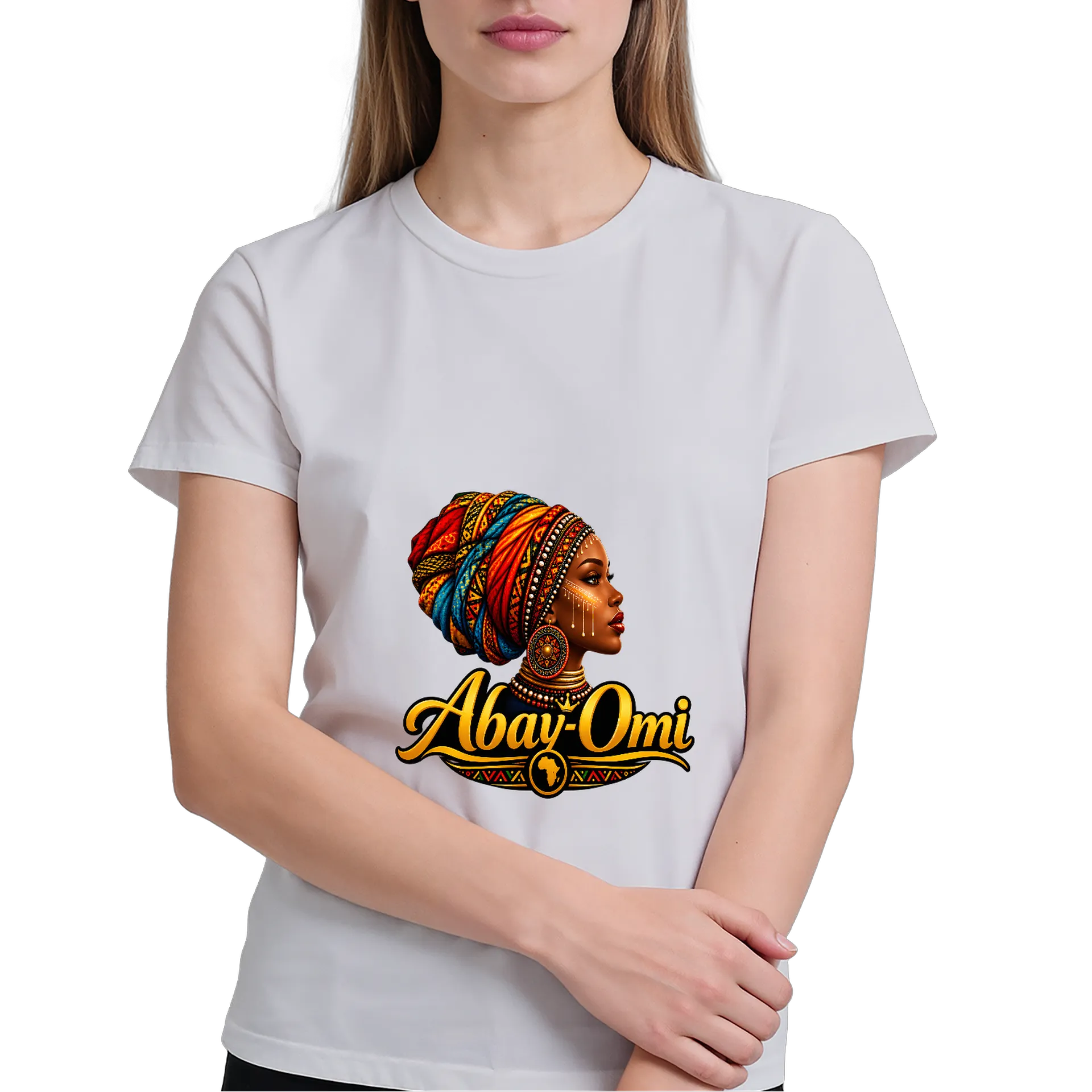 Camiseta Estampa Tipográfica Abay-Omi Mulher Africana - Imagem 3