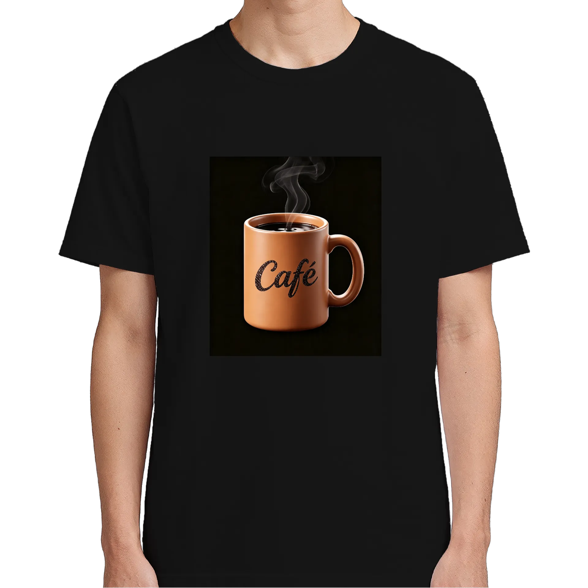 Camiseta Café 100% Algodão Preta - Imagem 5