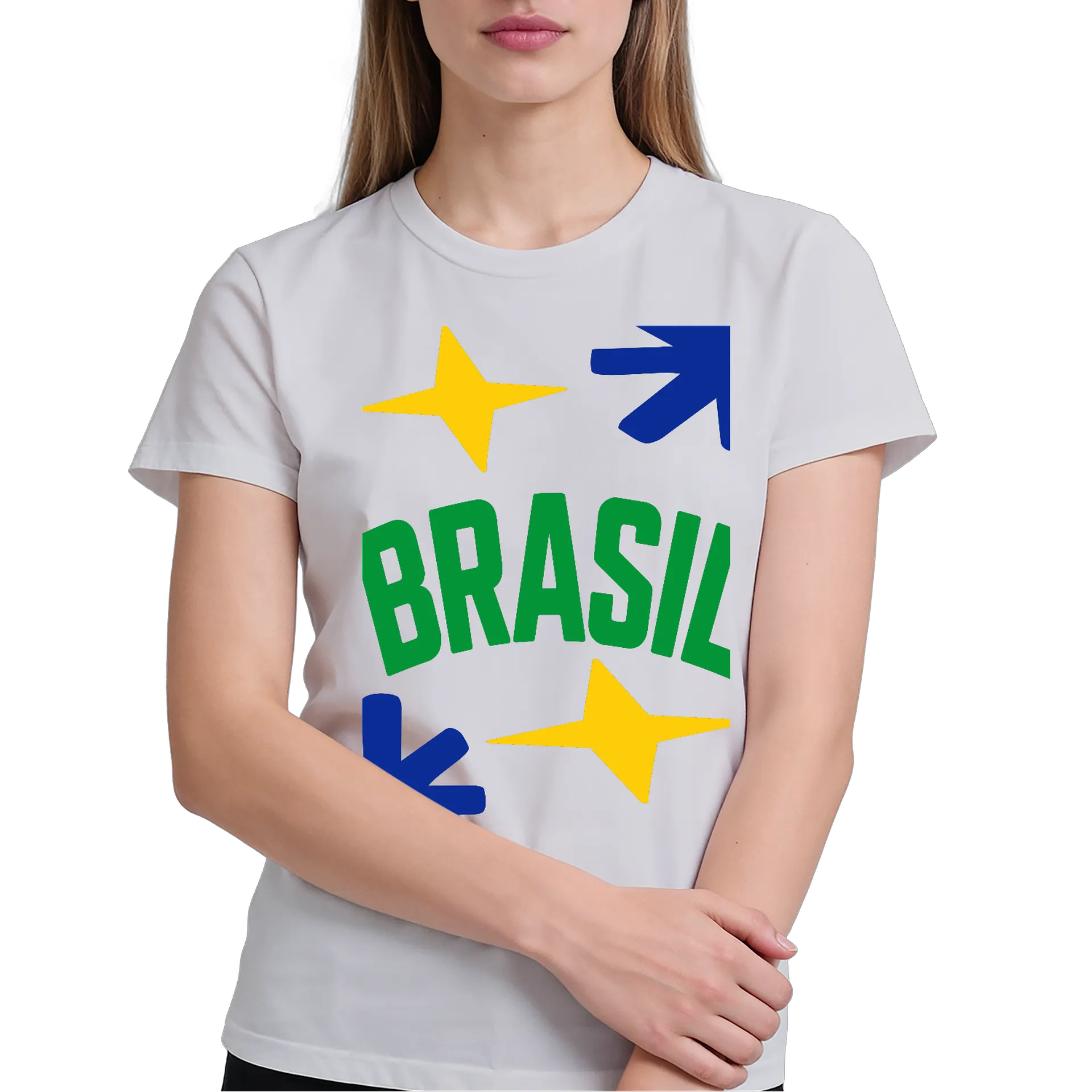 Camiseta Brasil Estrelas Tipográfica 100% Algodão - Imagem 1