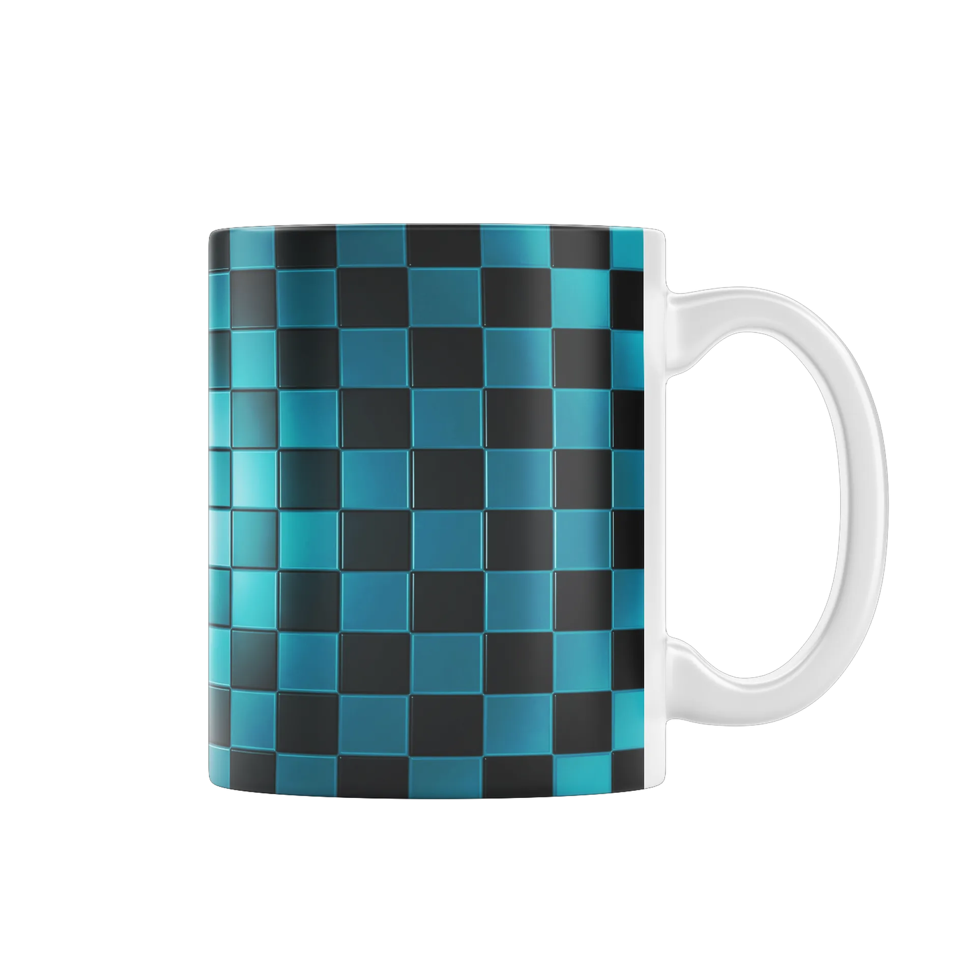 Caneca Xadrez Azul Preto - Imagem 1
