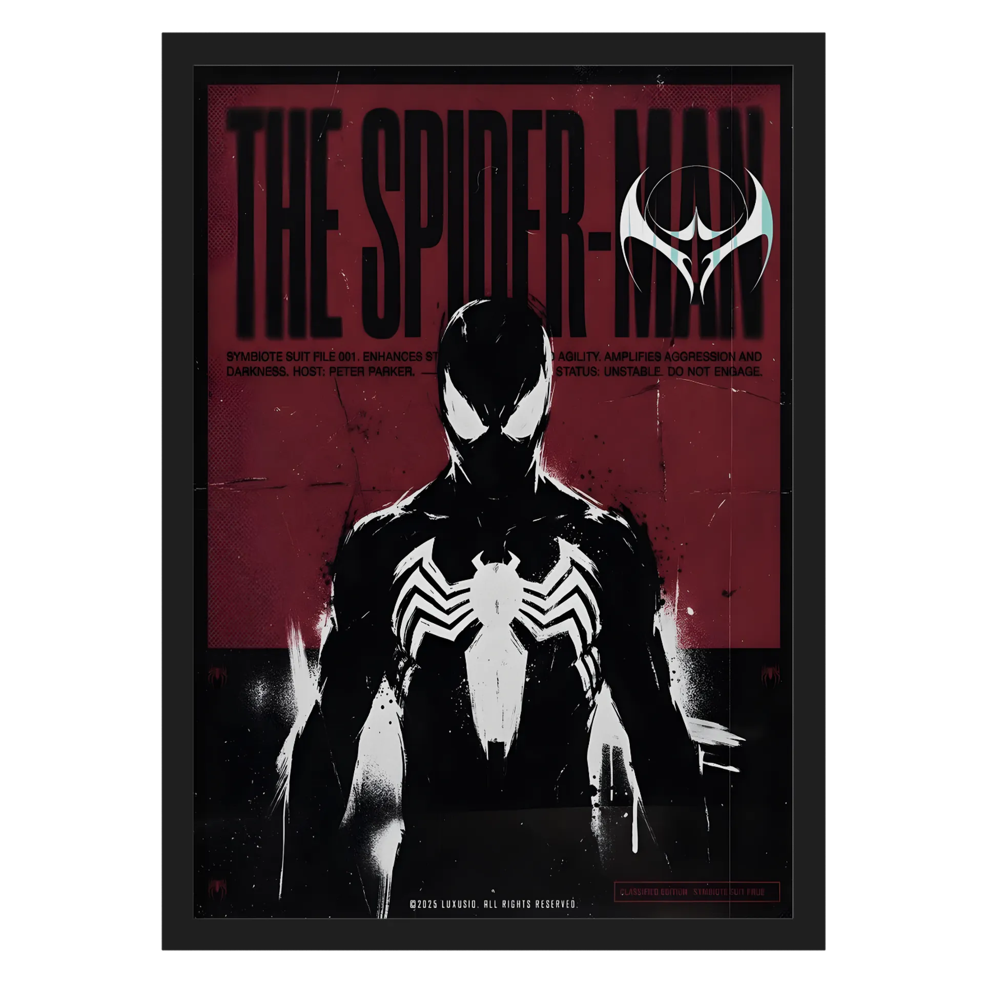 Quadro Homem Aranha Simbionte A3 com Vidro MDF e Vidro - Imagem 1