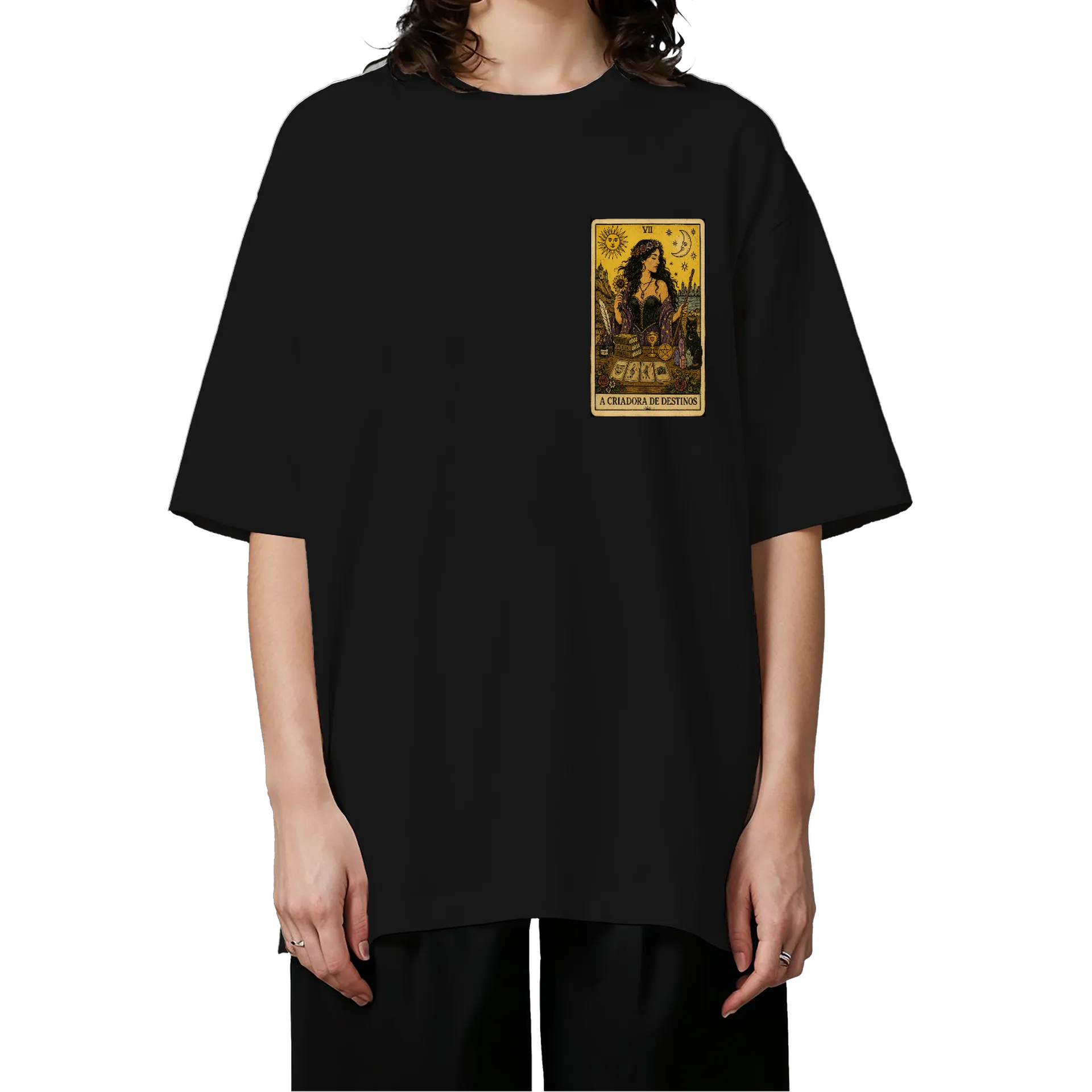 Camiseta Oversized A Criadora de Destinos Estampa Tinta - Imagem 3