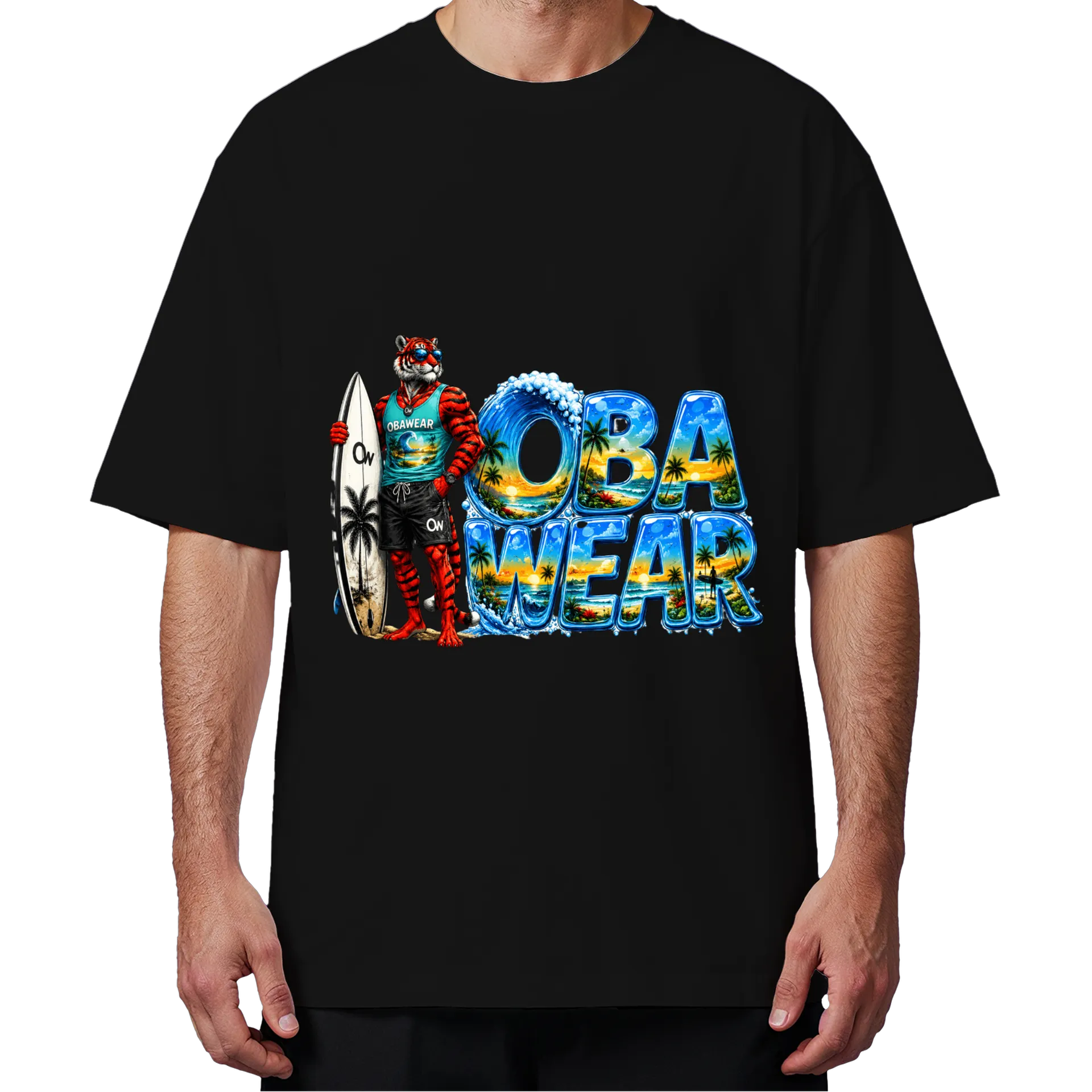 Camiseta Oversized Red Tiger Surf OBAWEAR  - Imagem 4