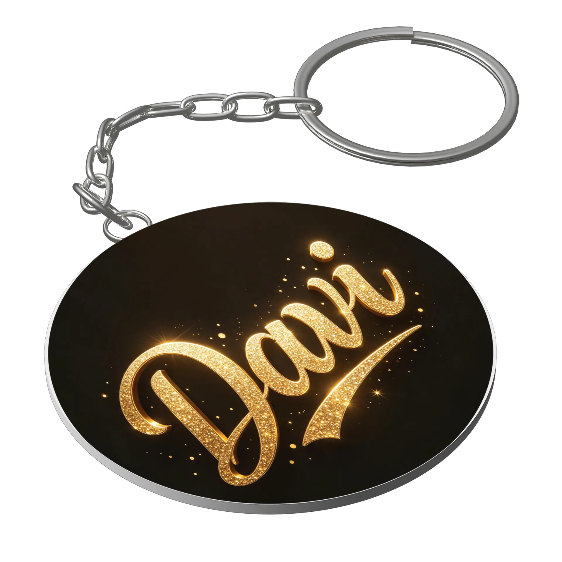 Chaveiro MDF Diamante Glitter Davi Estampa Ouro - Imagem 1