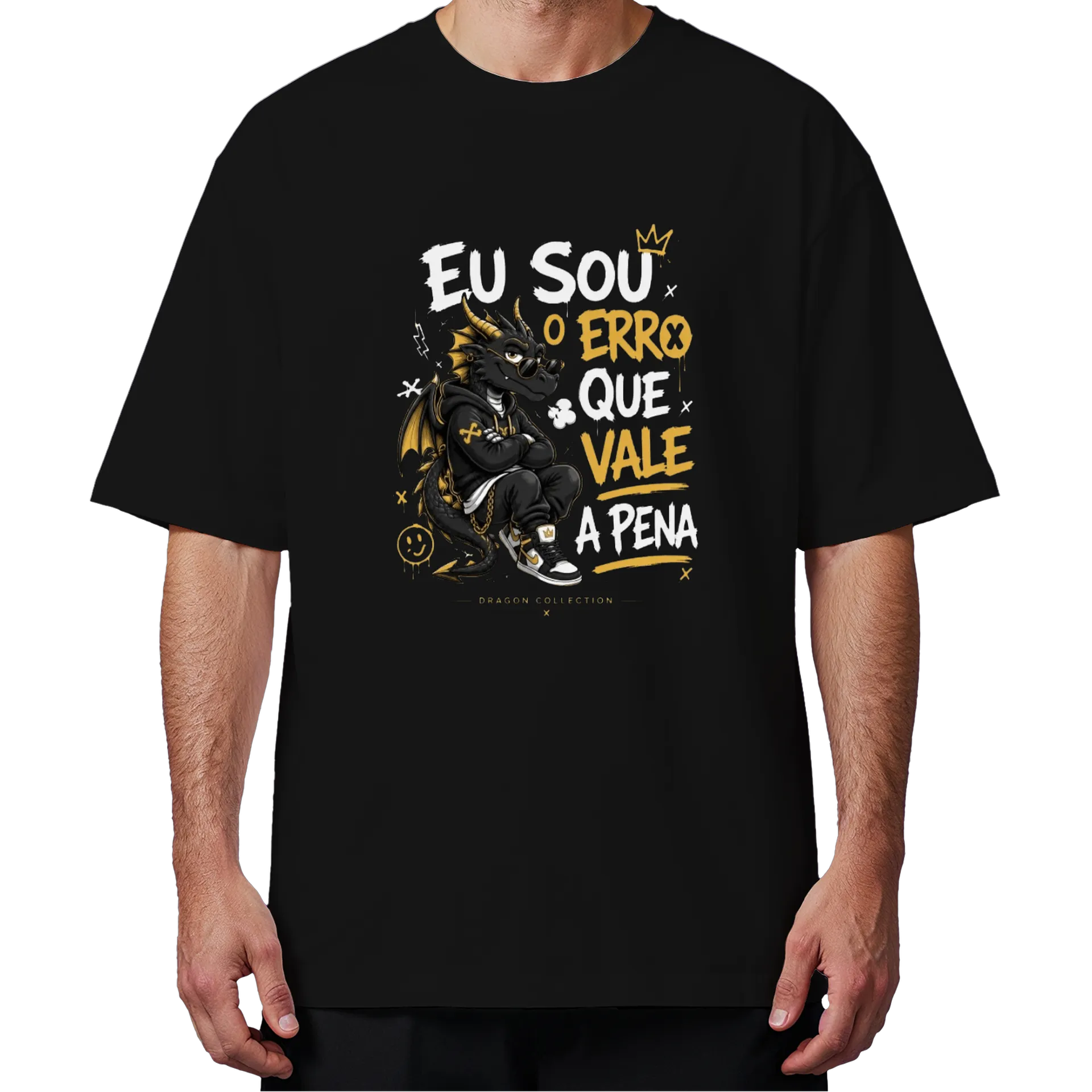 Camiseta Oversized Dragão Estilizado 100% Algodão - Imagem 4