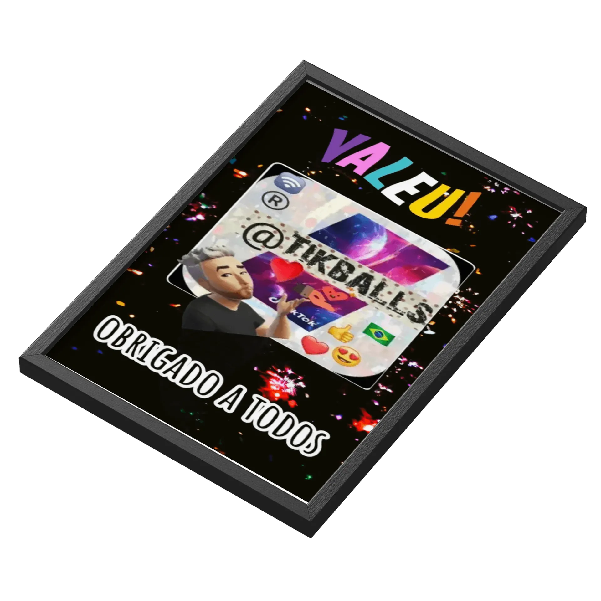 Quadro A3 Estampa TikTok Valeu Obrigado a Todos MDF e Vidro - Imagem 3